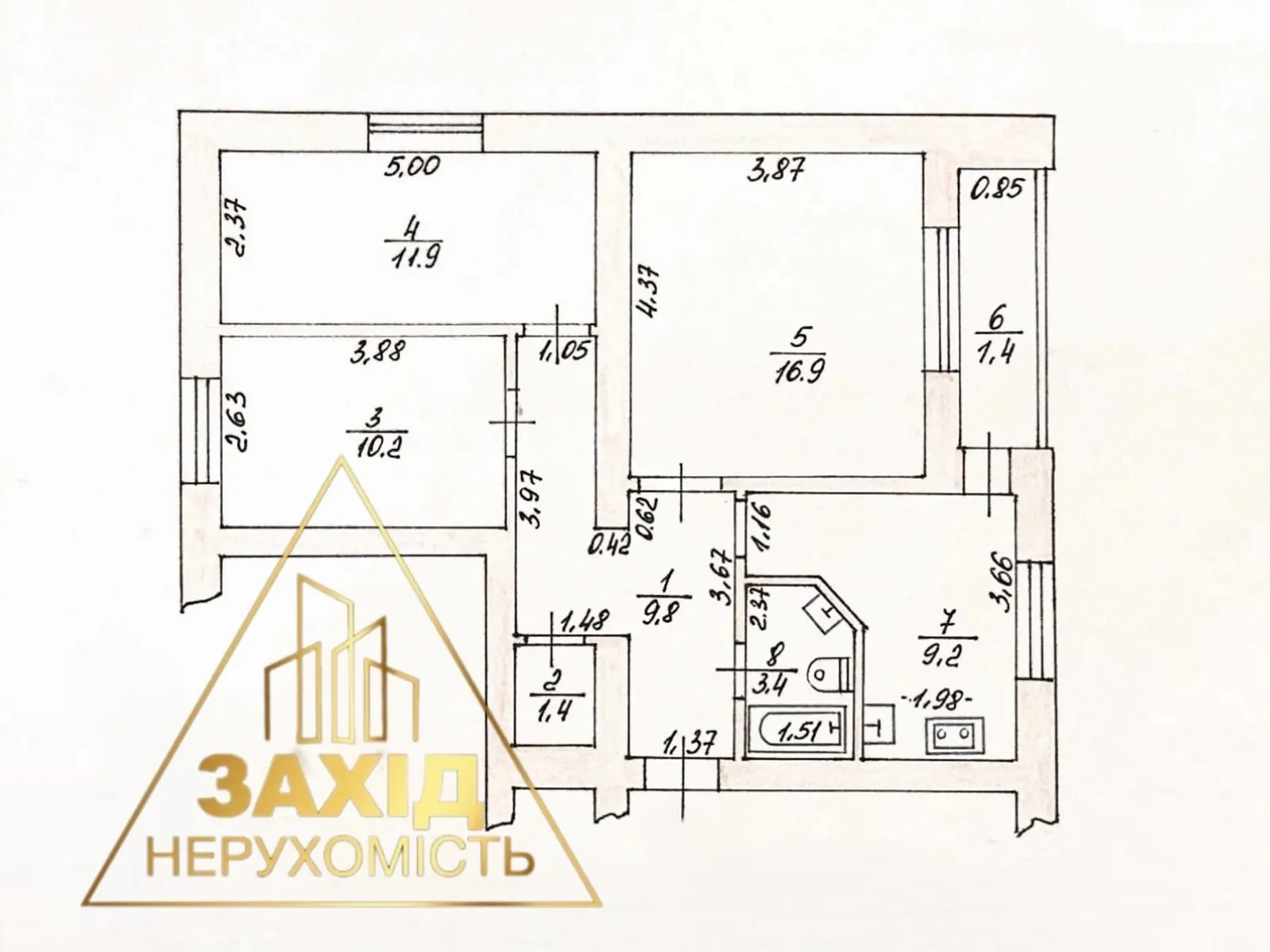 3-кімнатна квартира 64.2 кв. м у Луцьку, вул. Новочерчицька - фото 1