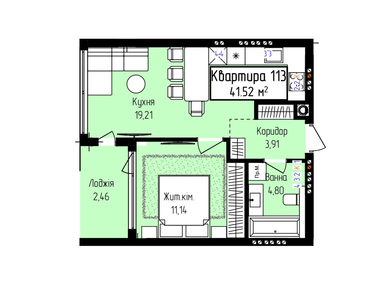 Продается 1-комнатная квартира 41.52 кв. м в Ужгороде, ул. Собранецкая, 137 - фото 1