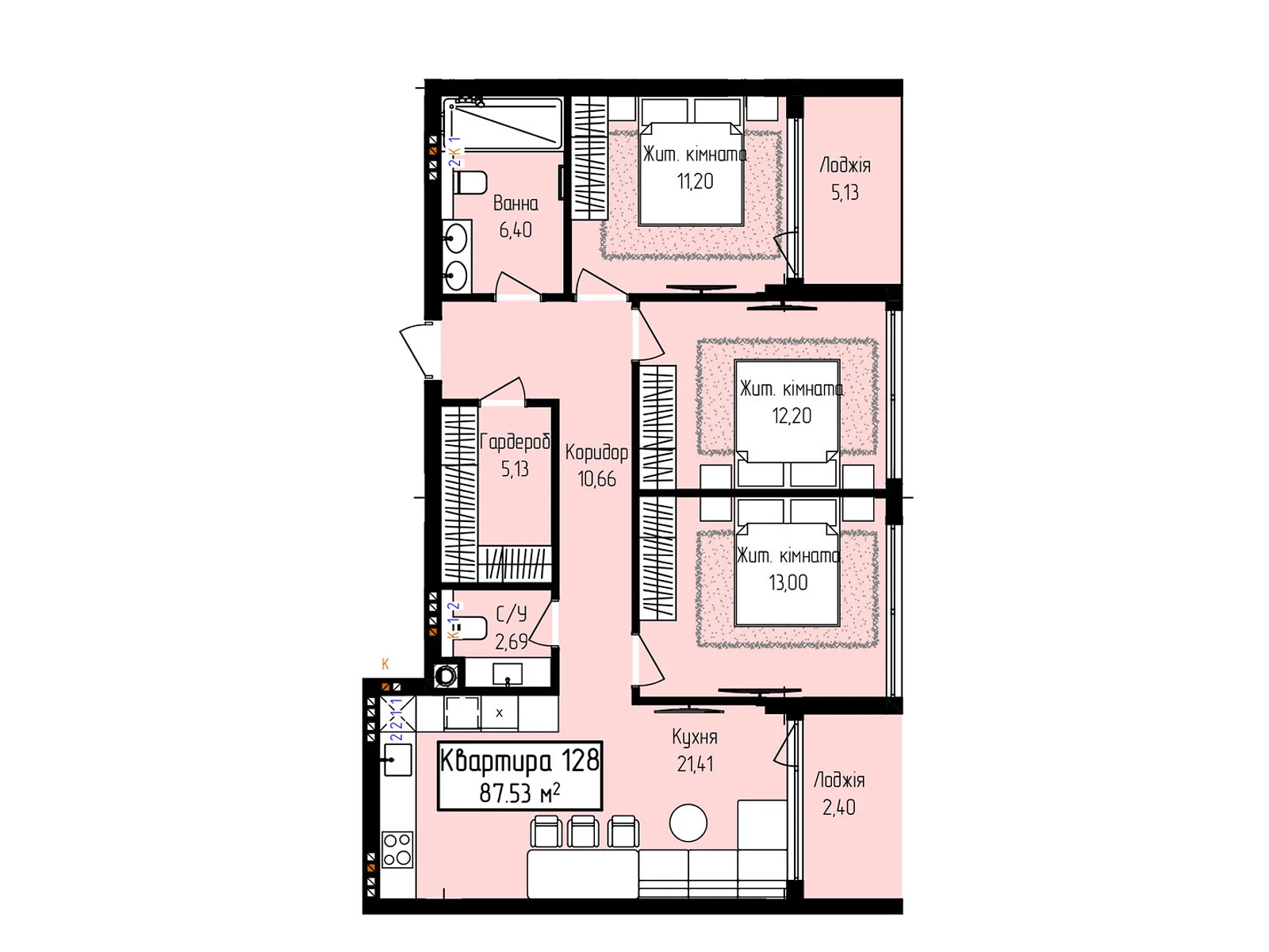 Продается 3-комнатная квартира 87.53 кв. м в Ужгороде, ул. Собранецкая, 137 - фото 1