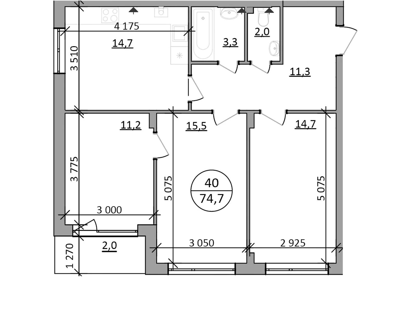 Продається 3-кімнатна квартира 74.7 кв. м у Брюховичах, цена: 88520 $ - фото 1