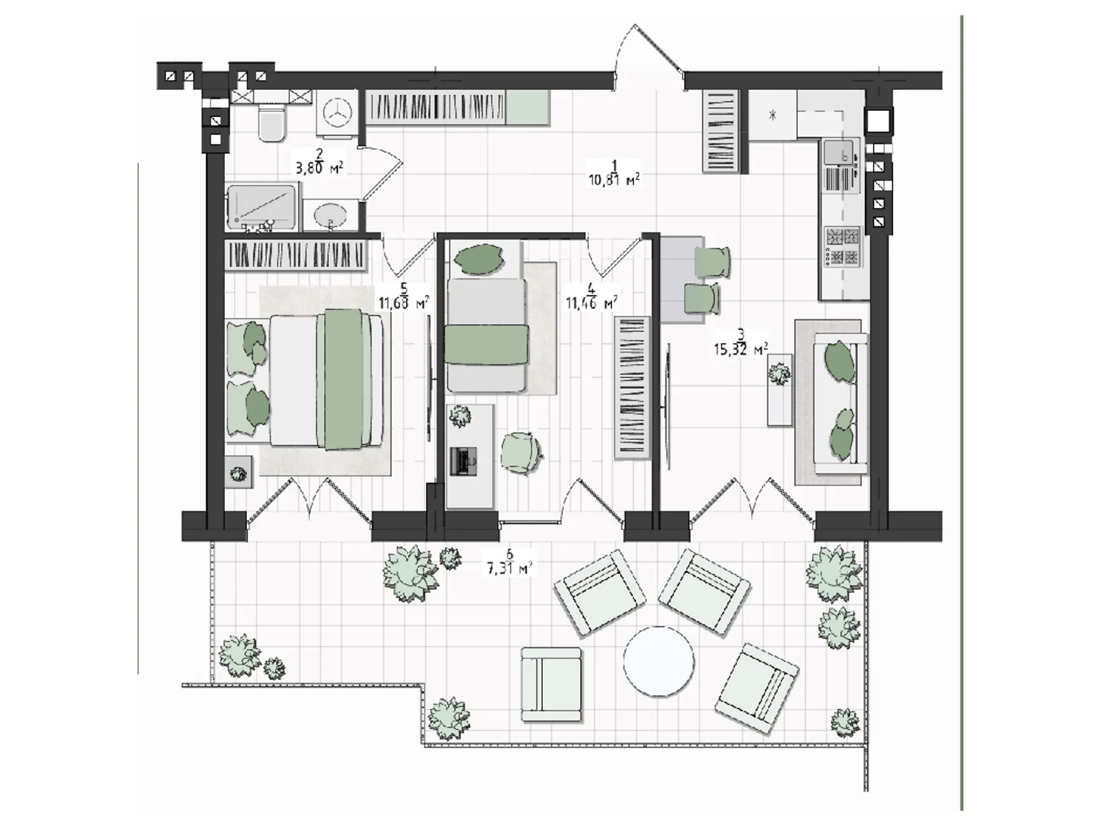 Продается 2-комнатная квартира 60.34 кв. м в Винниках, ул. Калиновая, 13 - фото 1