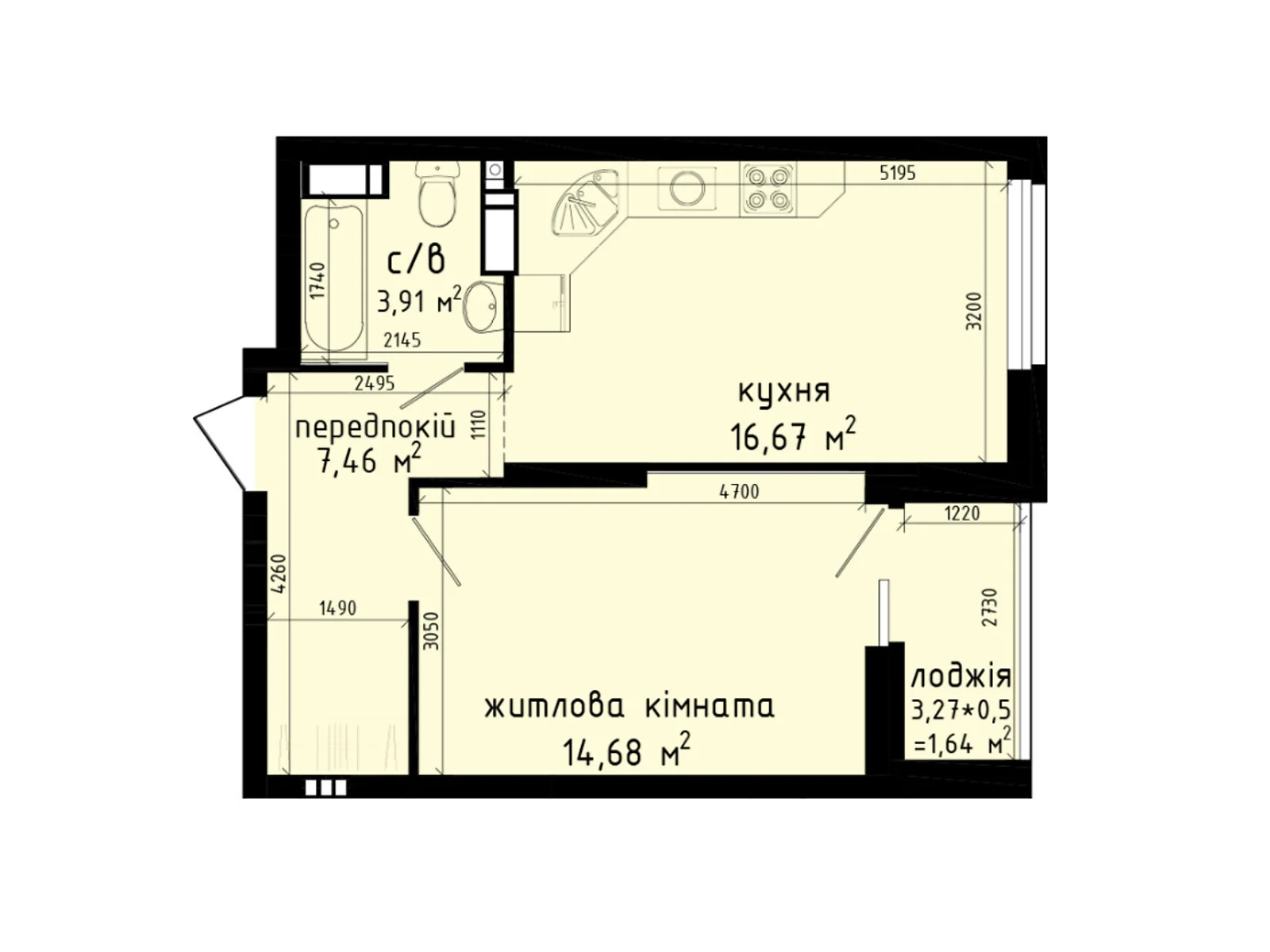 Продается 1-комнатная квартира 44.36 кв. м в Киеве, цена: 53632 $ - фото 1