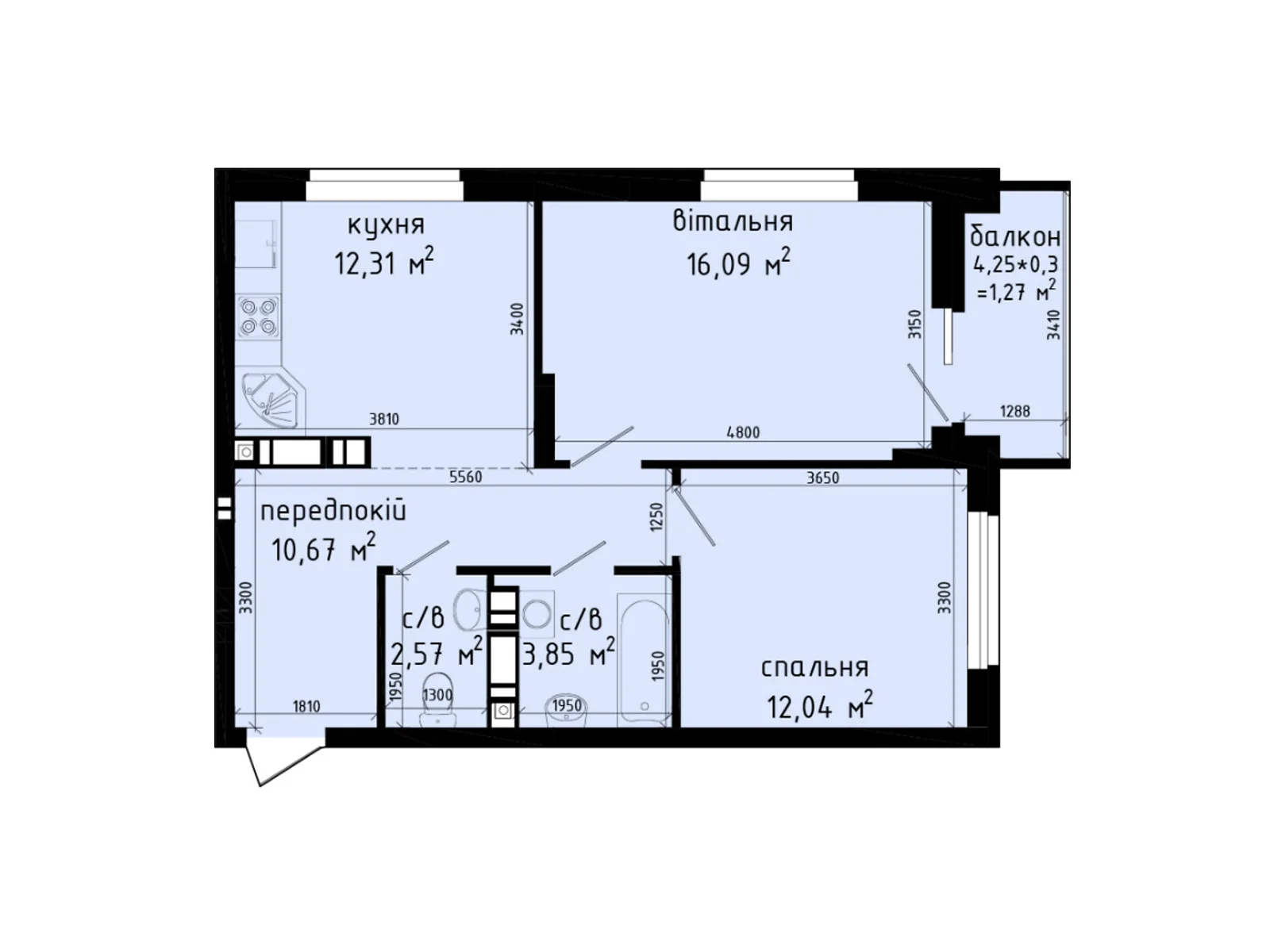 Продается 2-комнатная квартира 58.8 кв. м в Киеве, цена: 72795 $ - фото 1