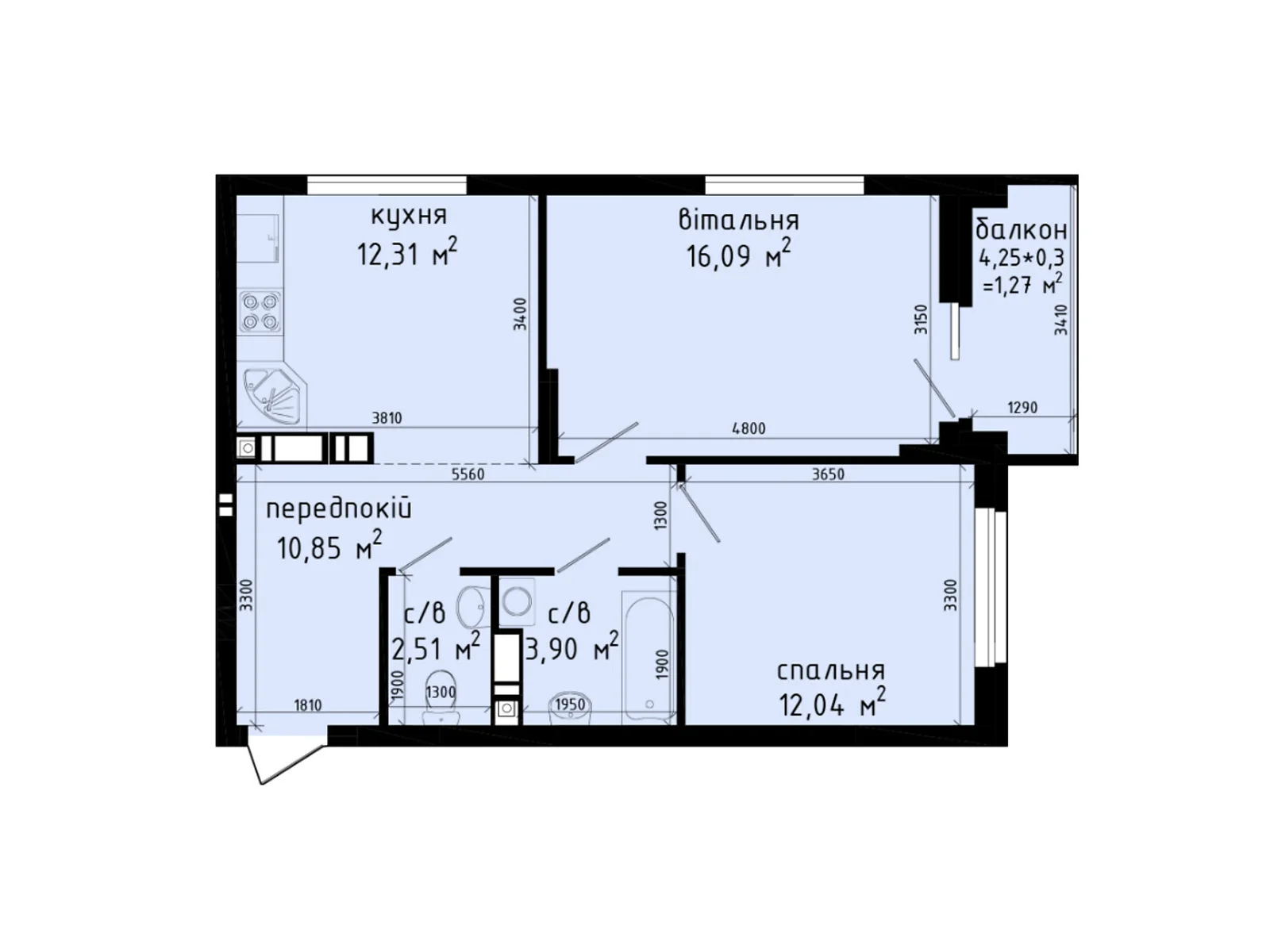 Продается 2-комнатная квартира 58.97 кв. м в Киеве, цена: 73352 $ - фото 1