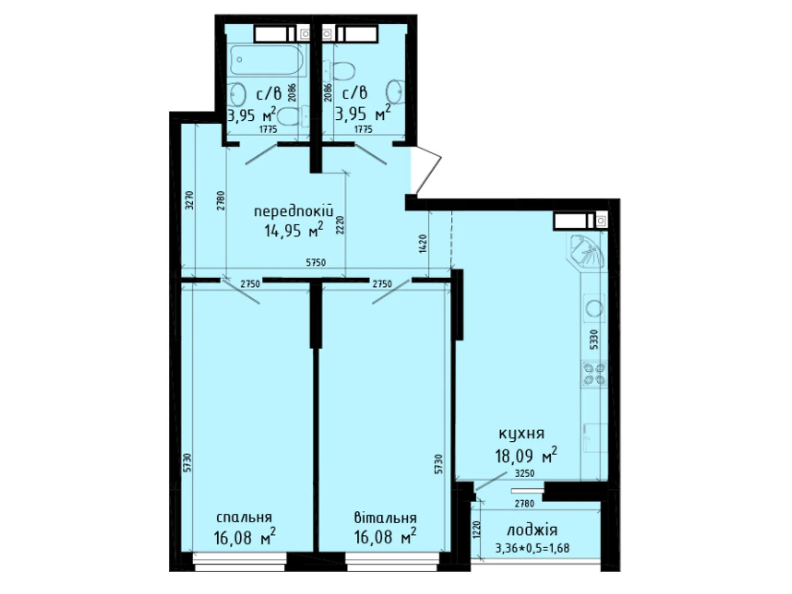 Продается 2-комнатная квартира 74.78 кв. м в Киеве, , 42 - фото 1