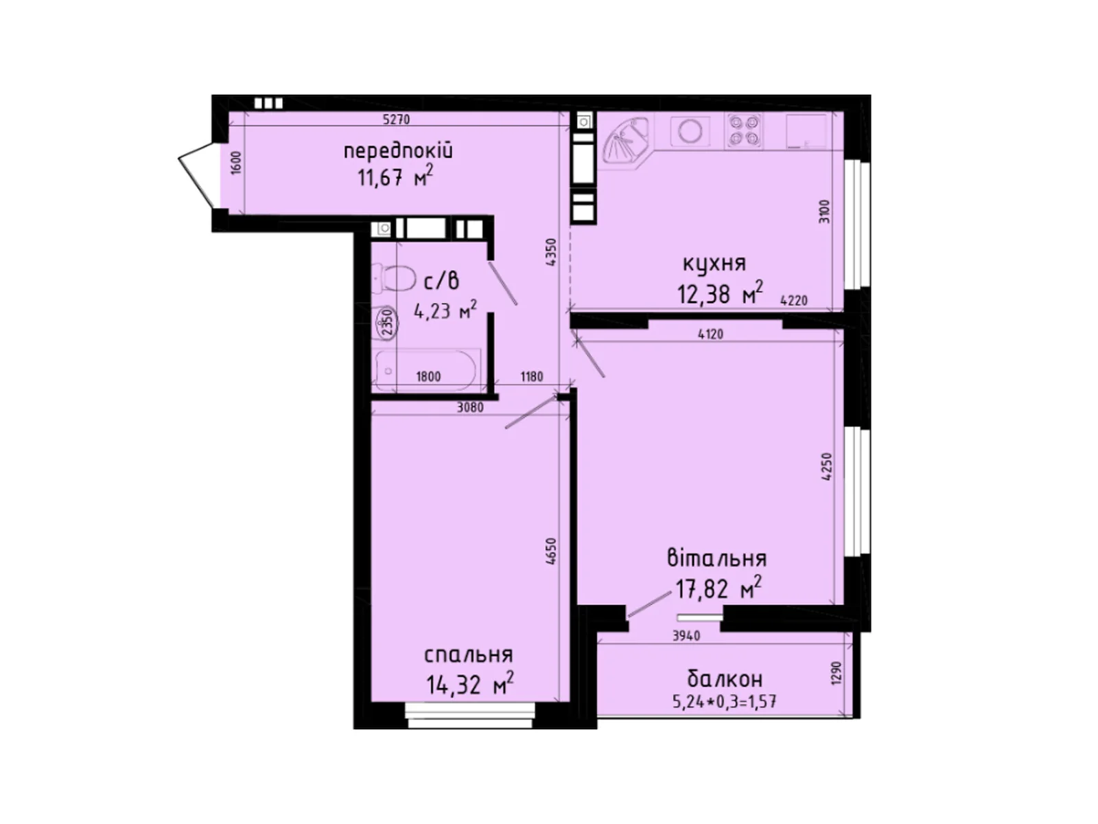 Продається 2-кімнатна квартира 61.99 кв. м у Києві, цена: 76908 $ - фото 1