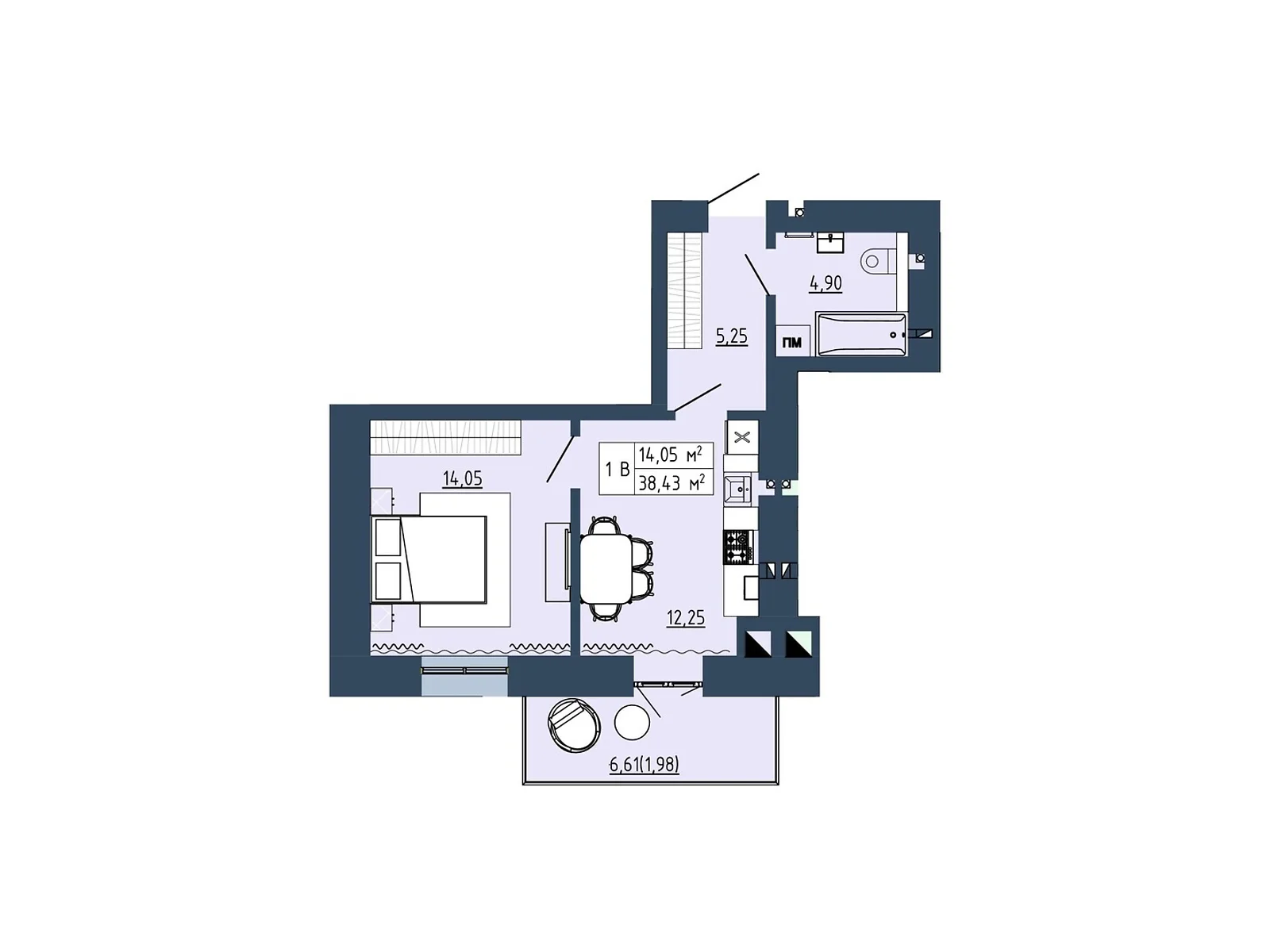 Продается 1-комнатная квартира 38.43 кв. м в Липинах, цена: 40069 $ - фото 1
