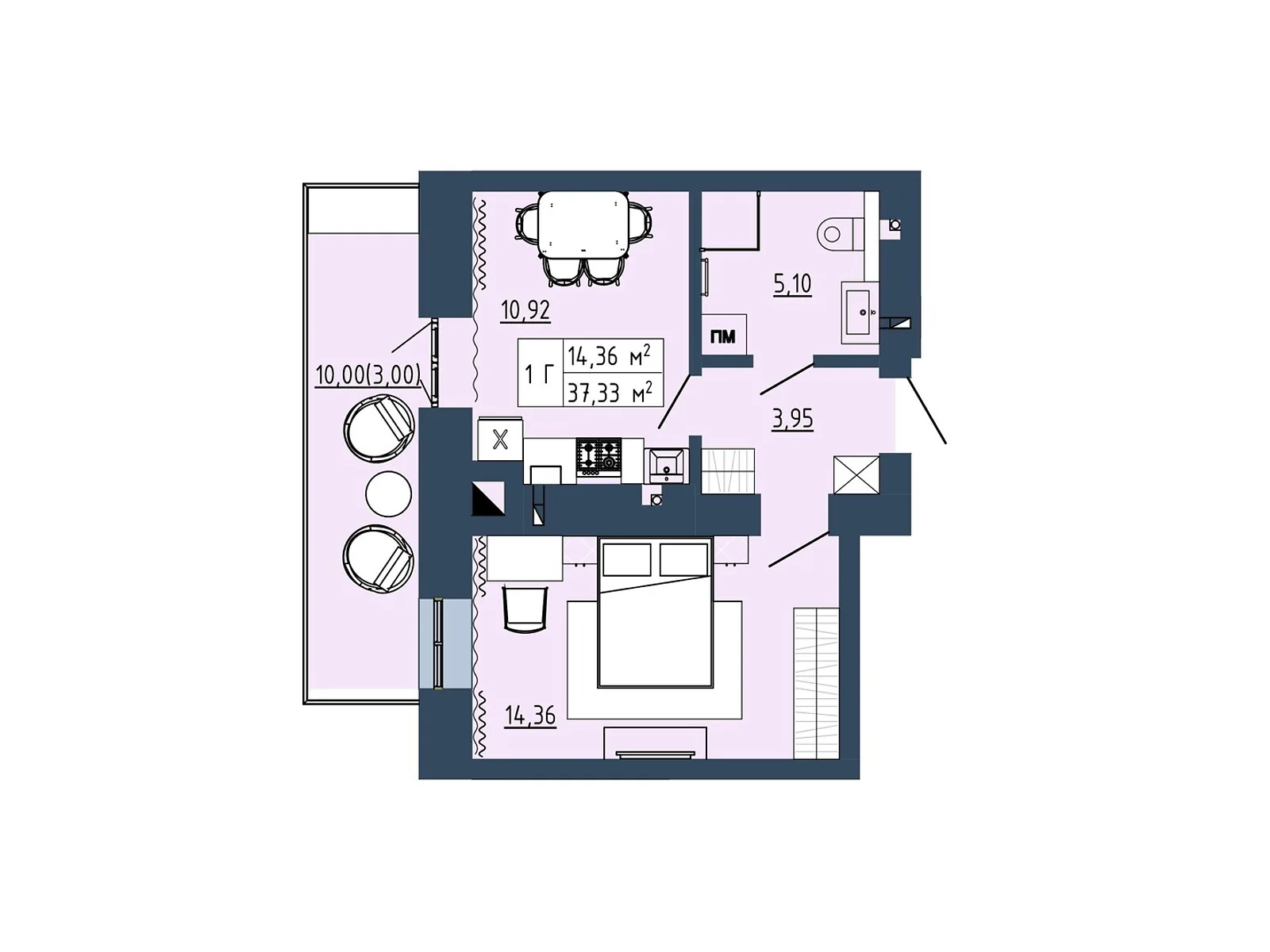 Продается 1-комнатная квартира 37.33 кв. м в Липинах, цена: 38922 $ - фото 1