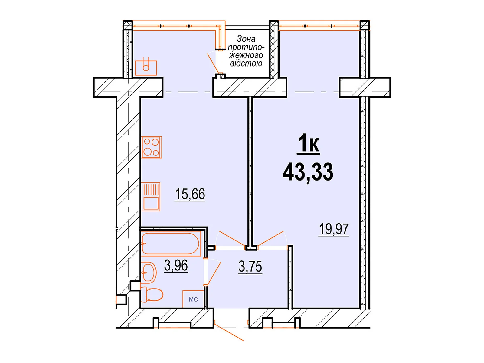 Продается 1-комнатная квартира 43 кв. м в Виннице, ул. генерала Якова Гандзюка, 6 - фото 1