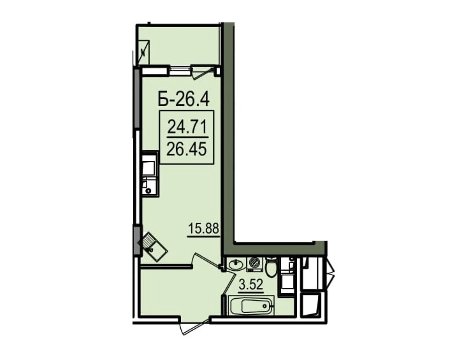 Продается 1-комнатная квартира 26.45 кв. м в Одессе, ул. Дача Ковалевского, 5 - фото 1