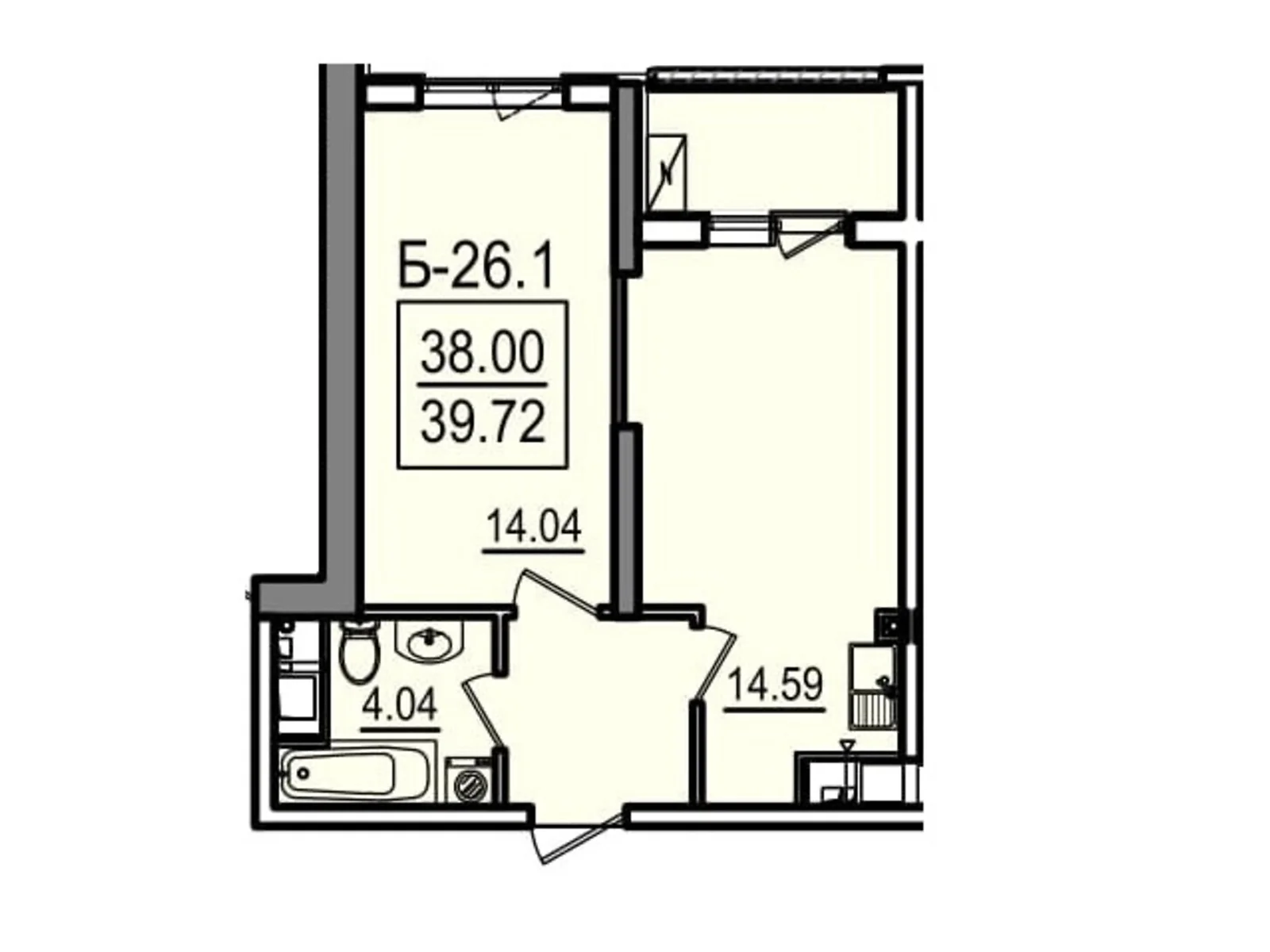 Продается 1-комнатная квартира 39.72 кв. м в Одессе, ул. Дача Ковалевского, 5 - фото 1
