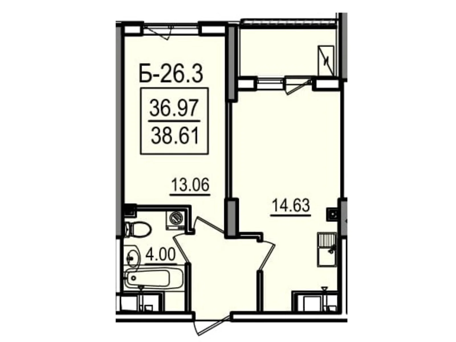 Продается 1-комнатная квартира 38.61 кв. м в Одессе, ул. Дача Ковалевского, 5 - фото 1