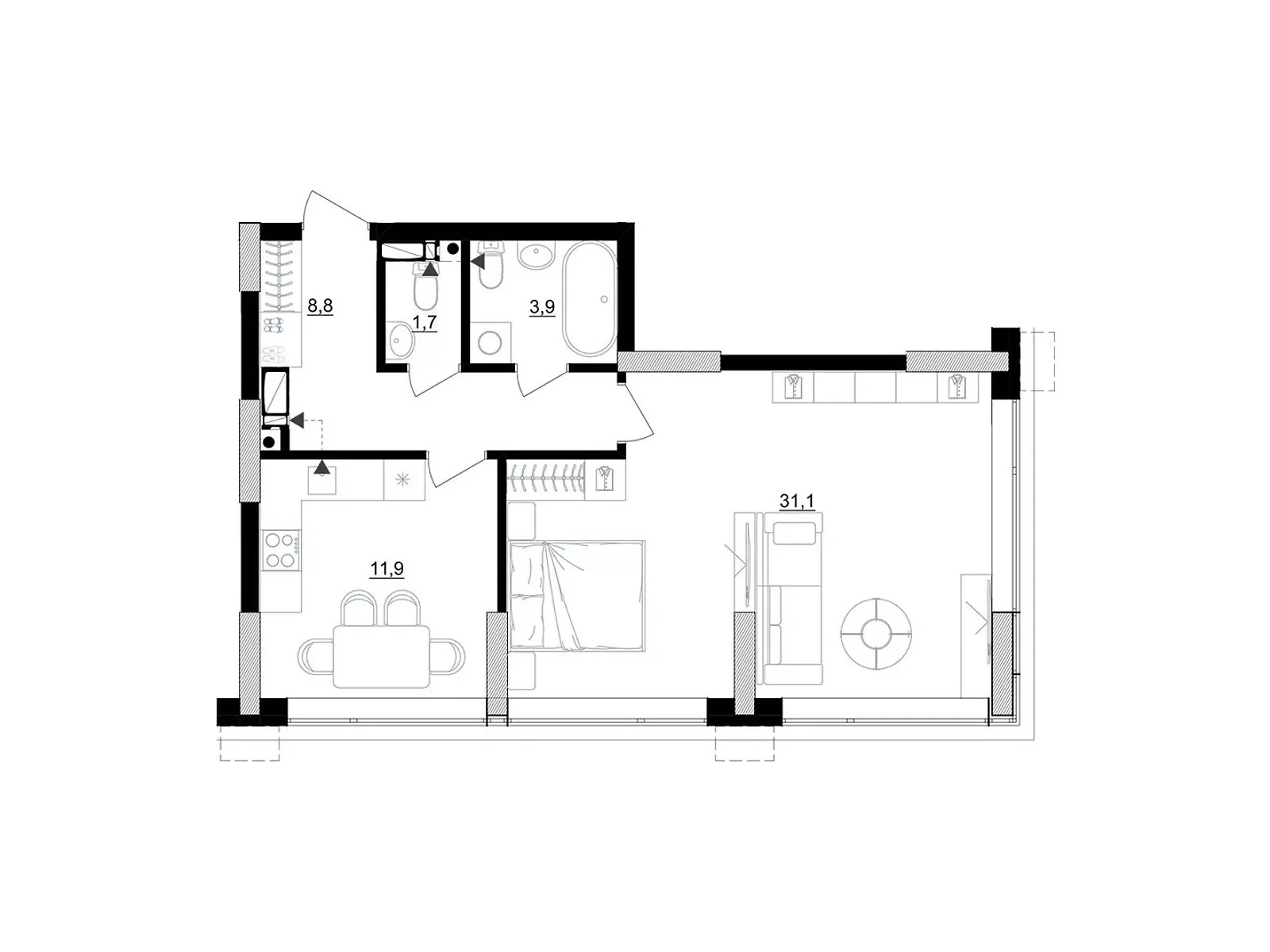 Продается 1-комнатная квартира 57.4 кв. м в Киеве, ул. Березняковская, 29 - фото 1