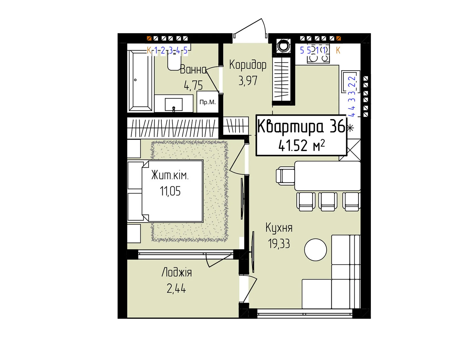 Продається 1-кімнатна квартира 41.52 кв. м у Ужгороді, вул. Собранецька, 129 - фото 1