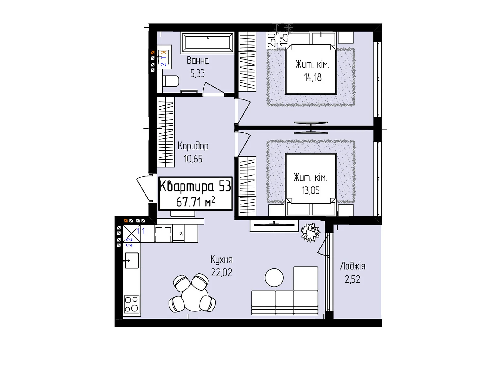 Продается 2-комнатная квартира 67.71 кв. м в Ужгороде, ул. Собранецкая, 129 - фото 1