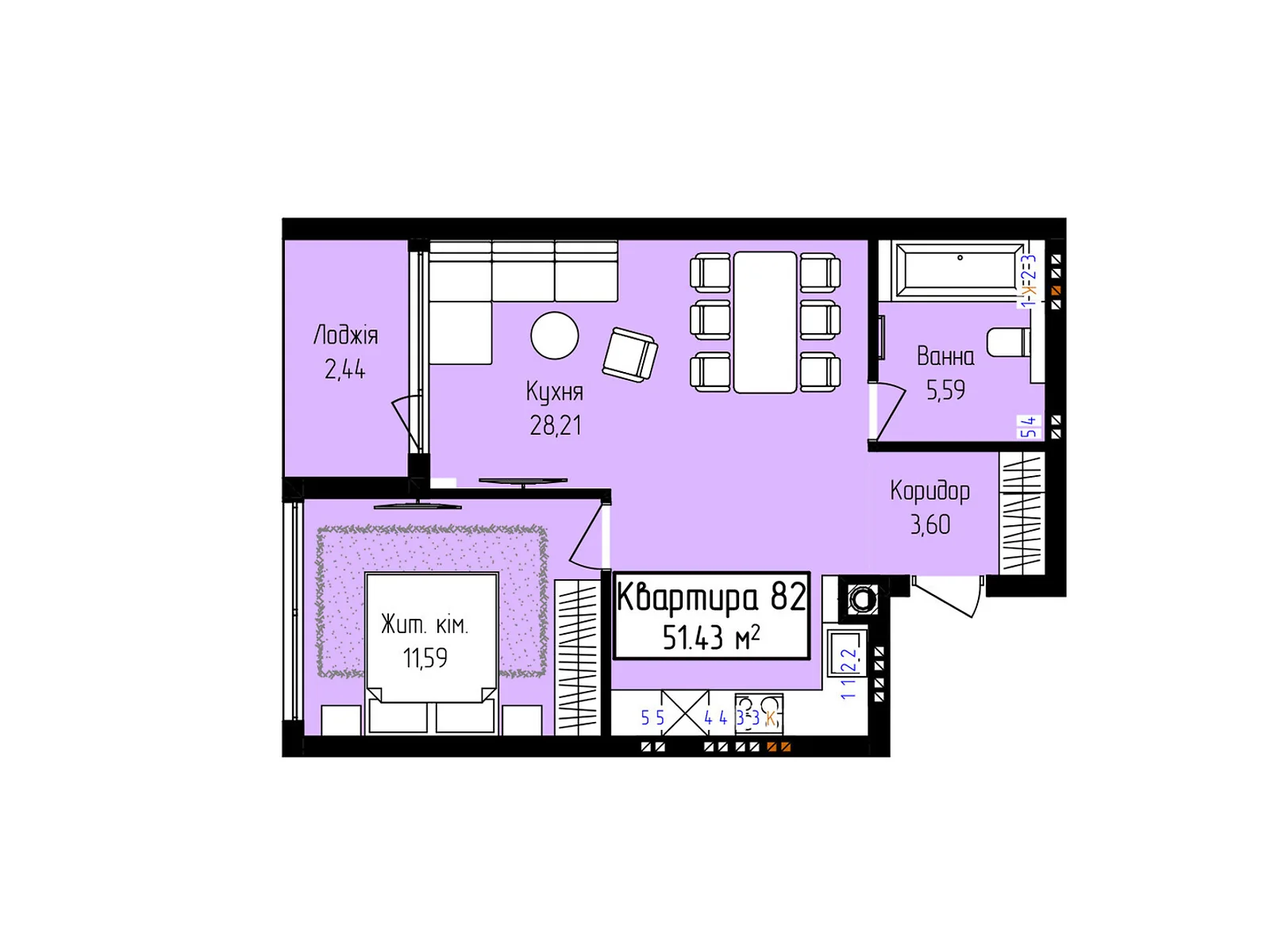 Продается 1-комнатная квартира 51.43 кв. м в Ужгороде, ул. Собранецкая, 129 - фото 1