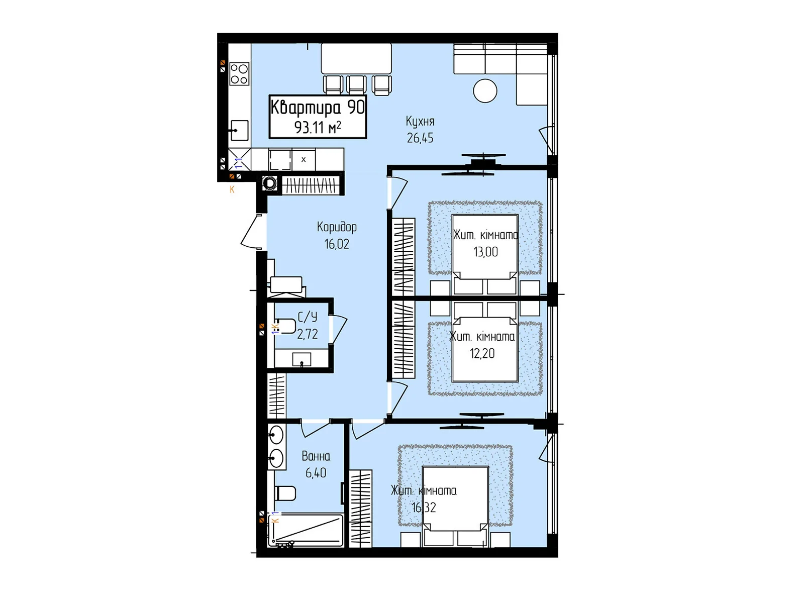 Продается 3-комнатная квартира 93.11 кв. м в Ужгороде, ул. Собранецкая, 129 - фото 1
