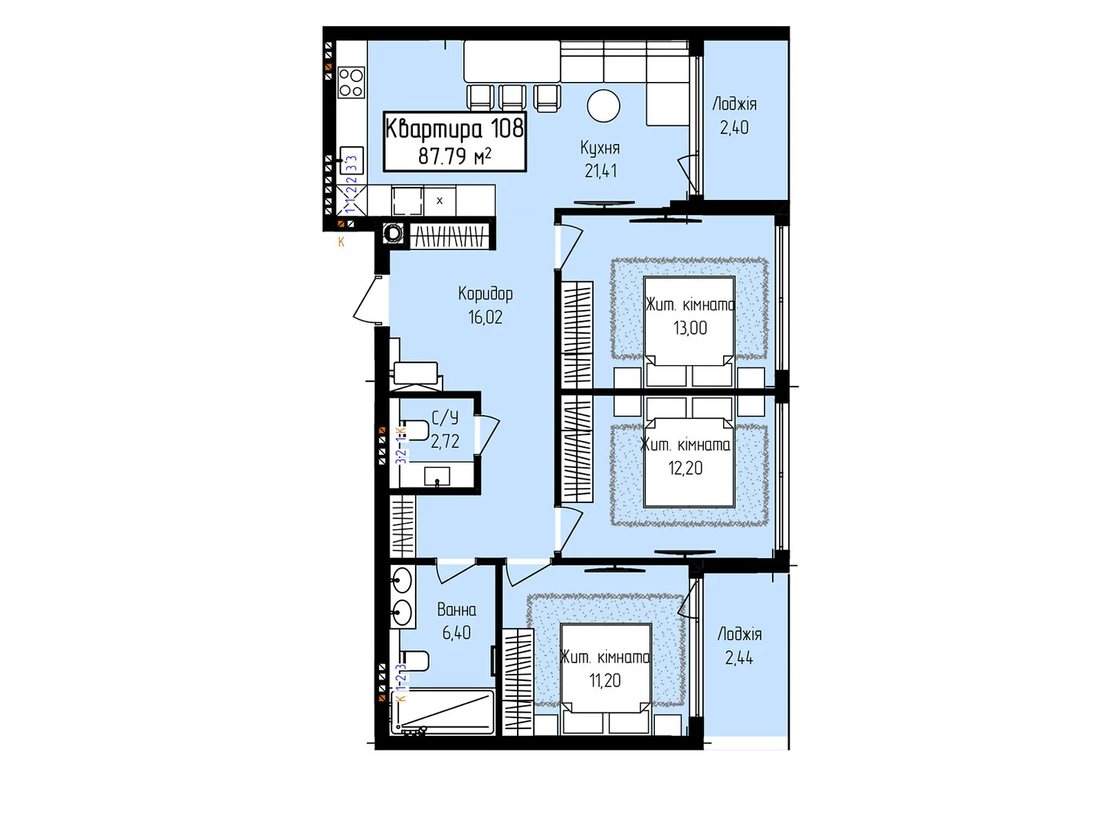 Продается 3-комнатная квартира 87.79 кв. м в Ужгороде, ул. Собранецкая, 129 - фото 1