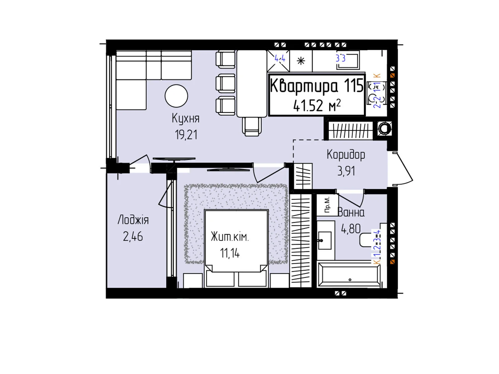 Продается 1-комнатная квартира 41.52 кв. м в Ужгороде, ул. Собранецкая, 129 - фото 1