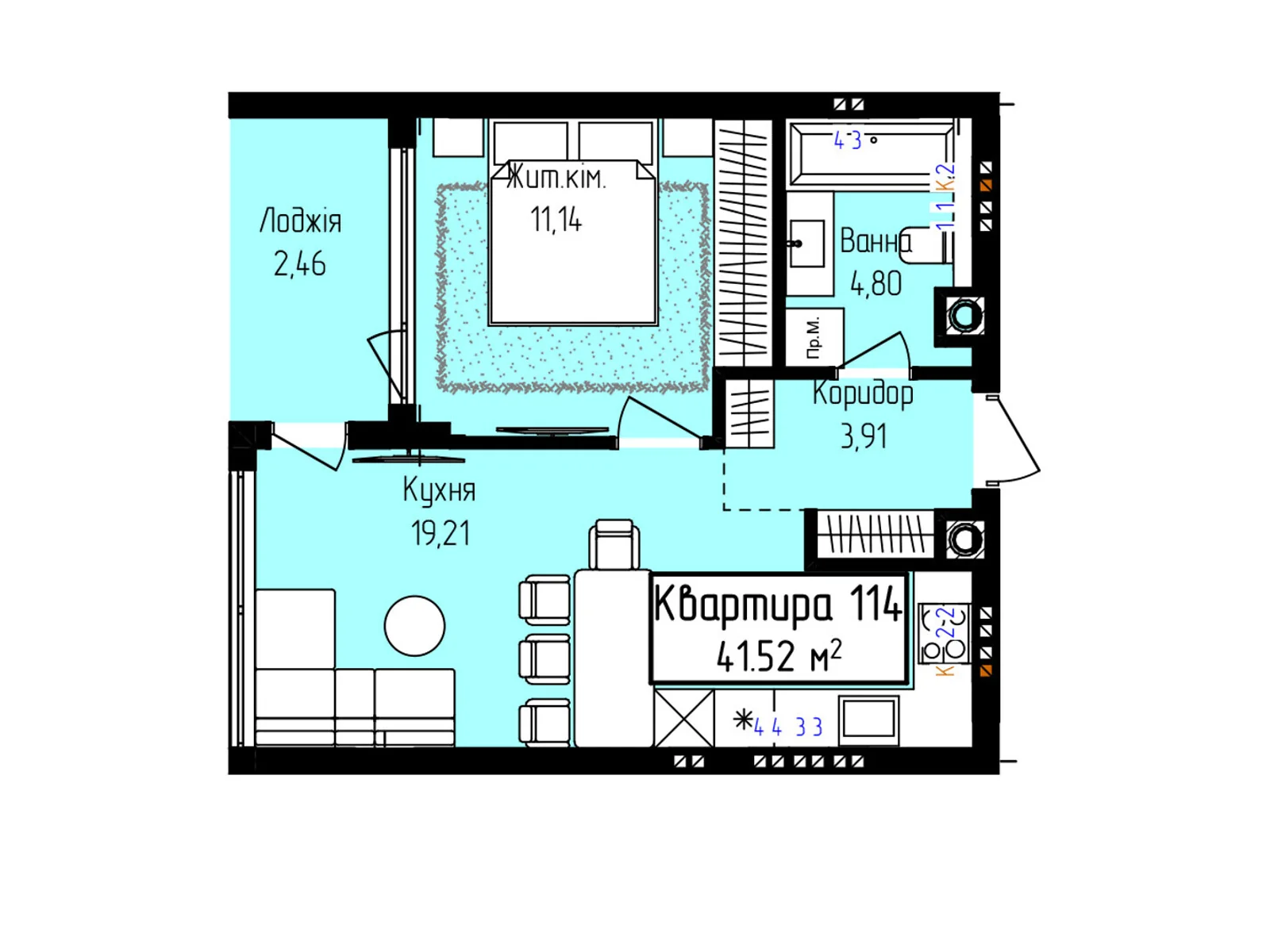 Продается 1-комнатная квартира 41.52 кв. м в Ужгороде, ул. Собранецкая, 129 - фото 1