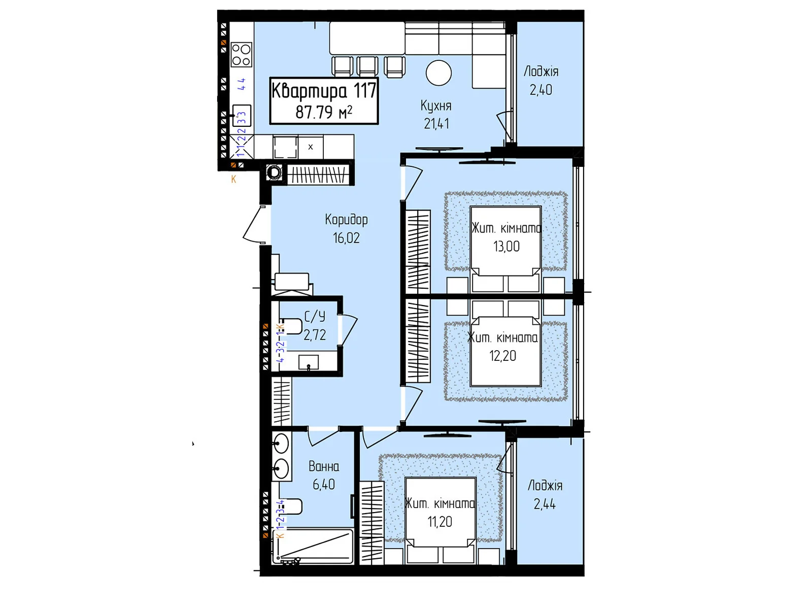 Продается 3-комнатная квартира 87.79 кв. м в Ужгороде, ул. Собранецкая, 129 - фото 1