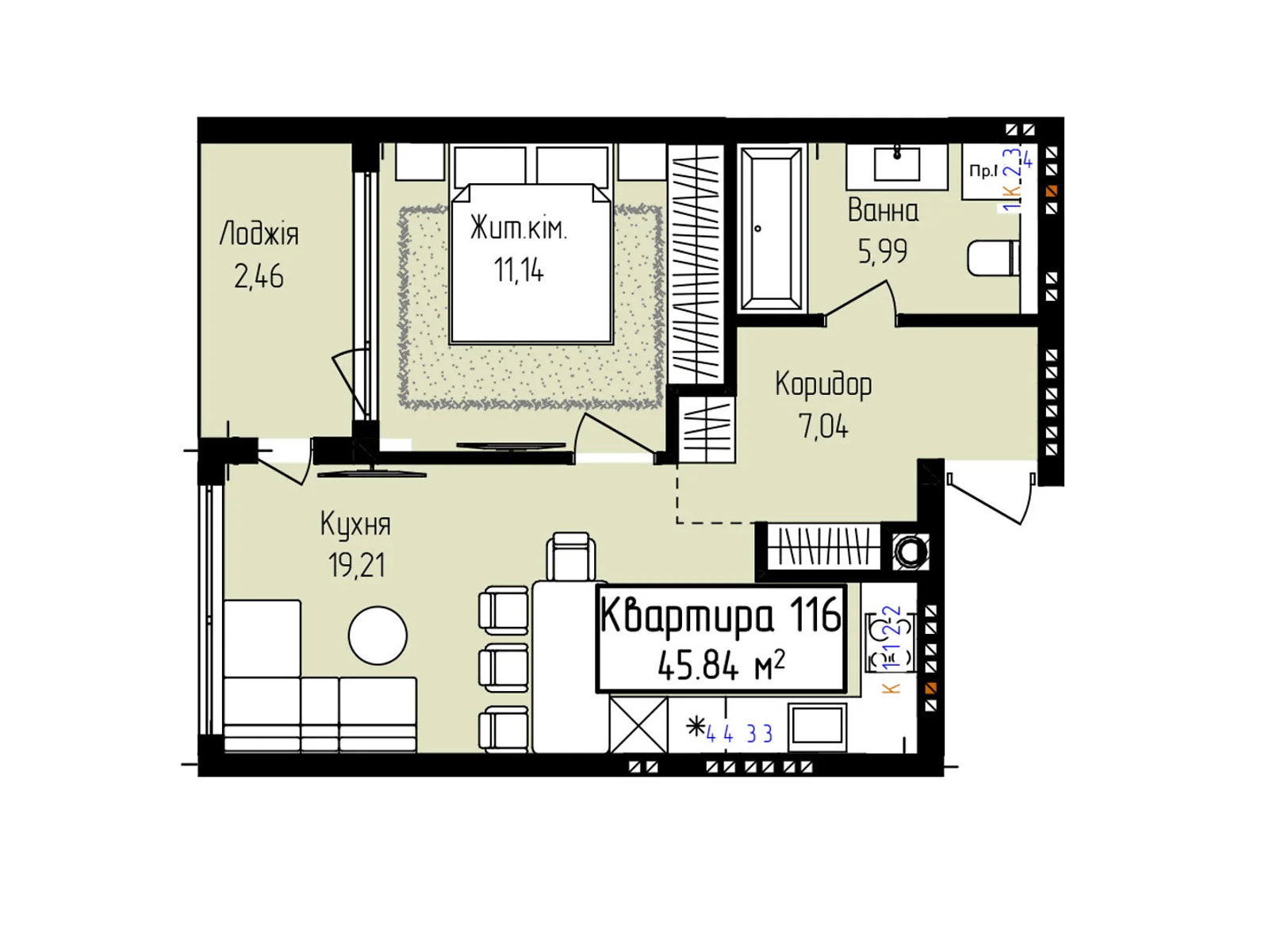 Продается 1-комнатная квартира 45.84 кв. м в Ужгороде, ул. Собранецкая, 129 - фото 1