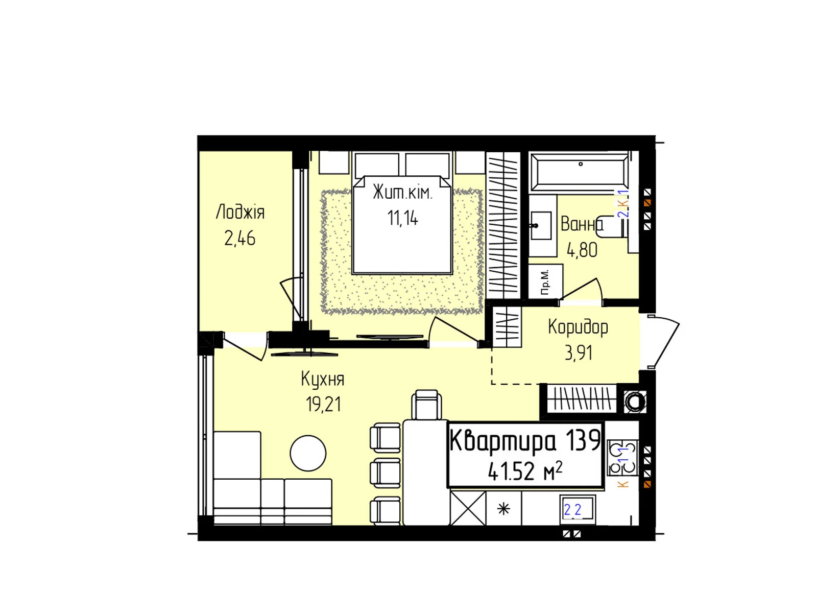 Продается 1-комнатная квартира 41.52 кв. м в Ужгороде, ул. Собранецкая, 129 - фото 1
