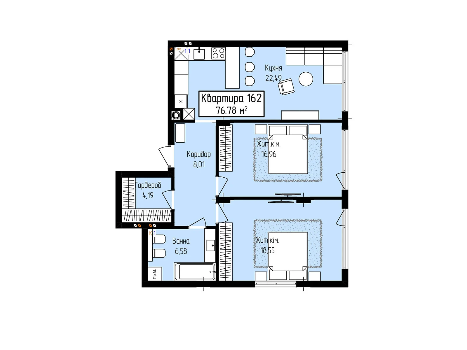 Продается 2-комнатная квартира 76.78 кв. м в Ужгороде, ул. Собранецкая, 129 - фото 1