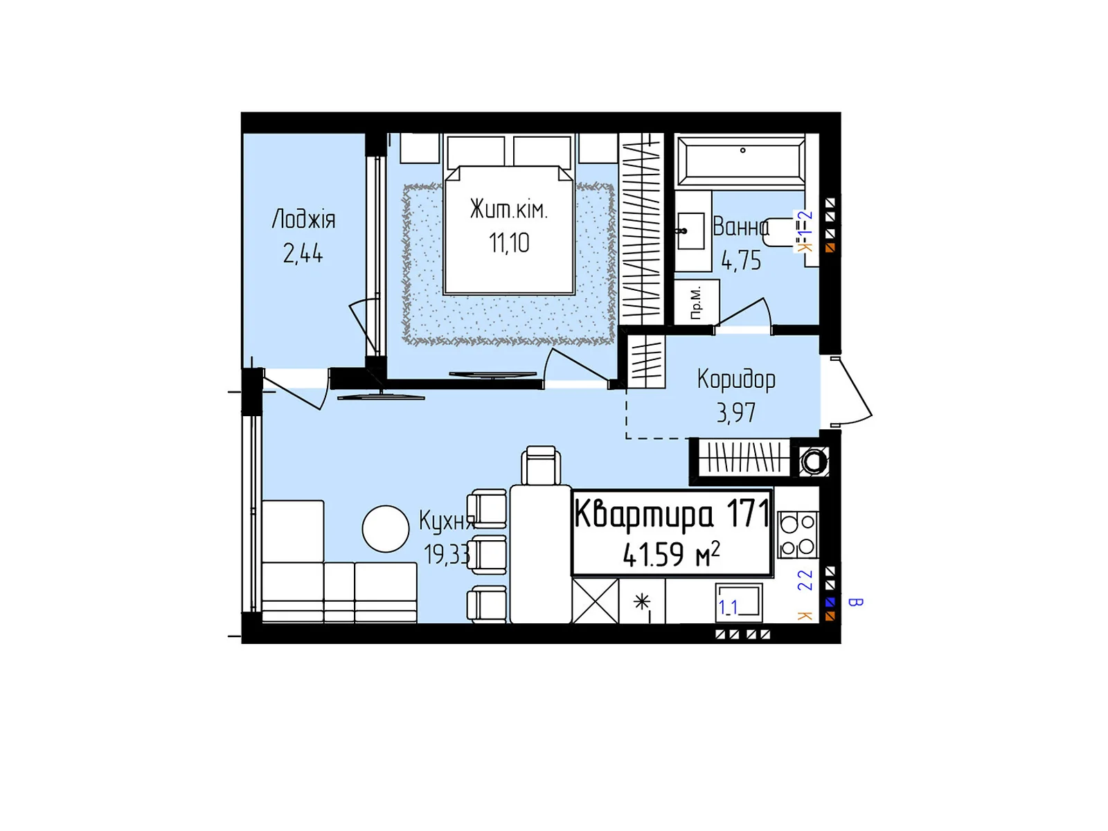 Продается 1-комнатная квартира 41.59 кв. м в Ужгороде, ул. Собранецкая, 129 - фото 1