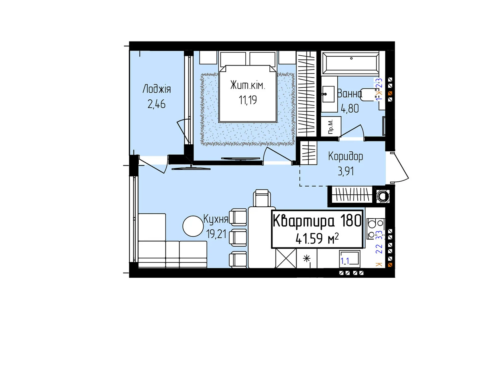 Продается 1-комнатная квартира 41.59 кв. м в Ужгороде, ул. Собранецкая, 129 - фото 1