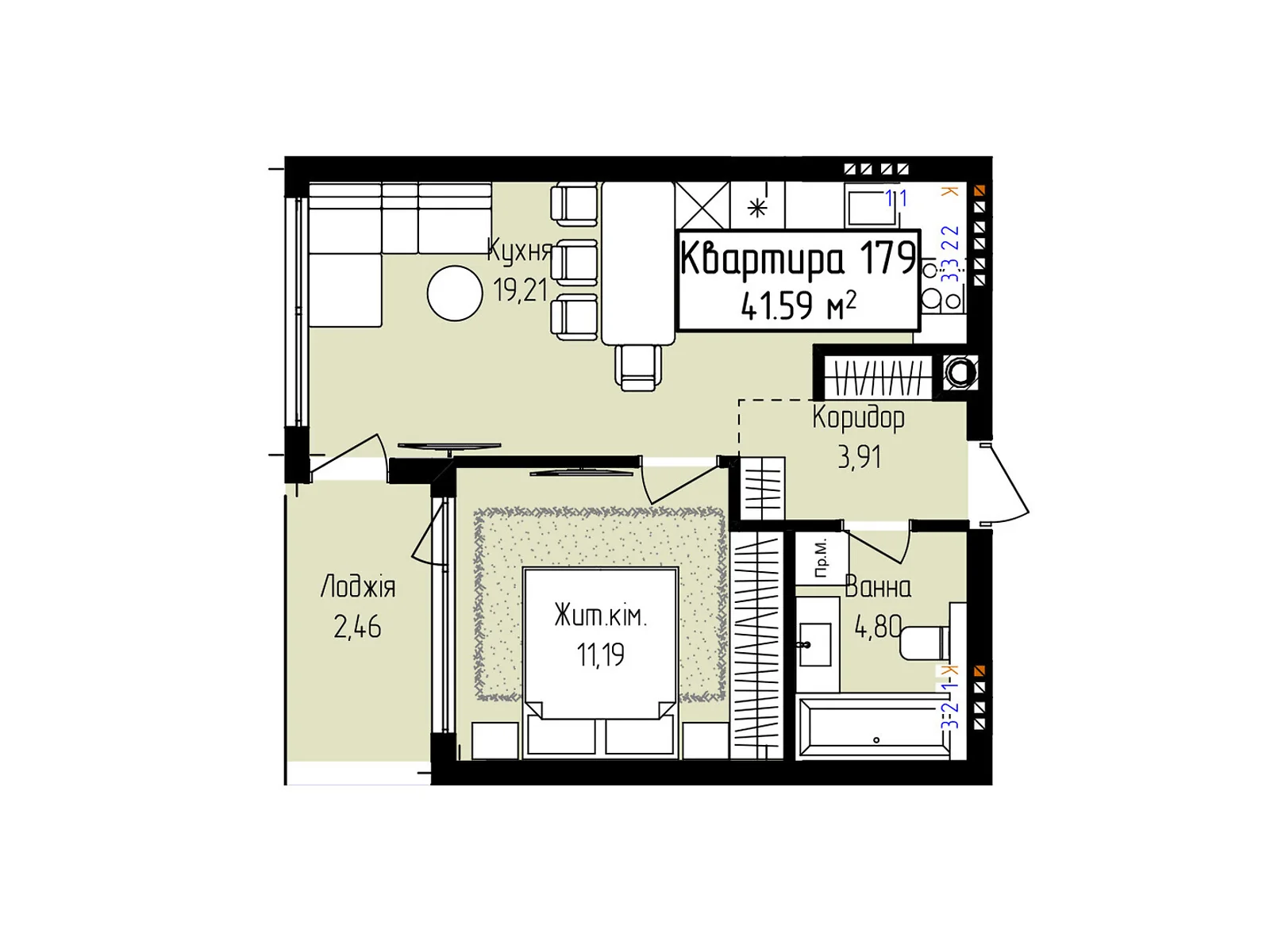 Продается 1-комнатная квартира 41.59 кв. м в Ужгороде, ул. Собранецкая, 129 - фото 1