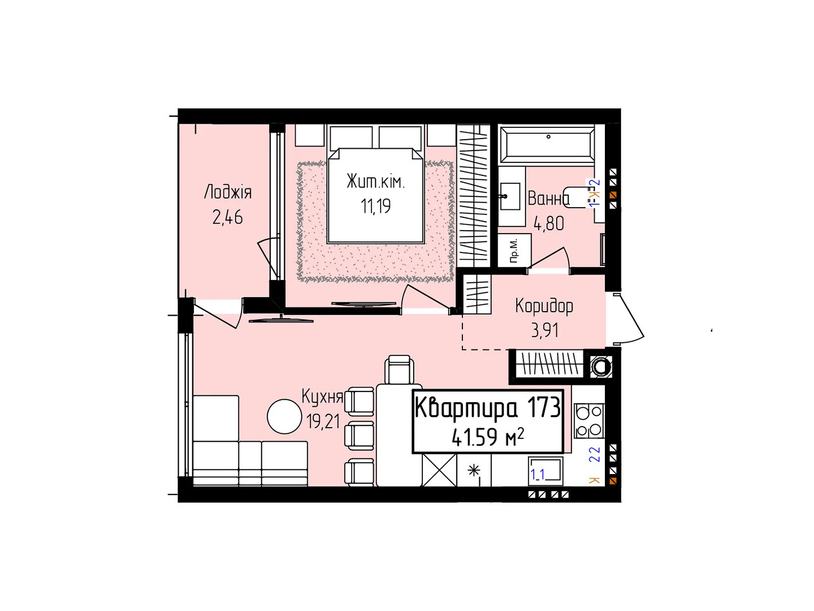 Продается 1-комнатная квартира 41.59 кв. м в Ужгороде, ул. Собранецкая, 129 - фото 1