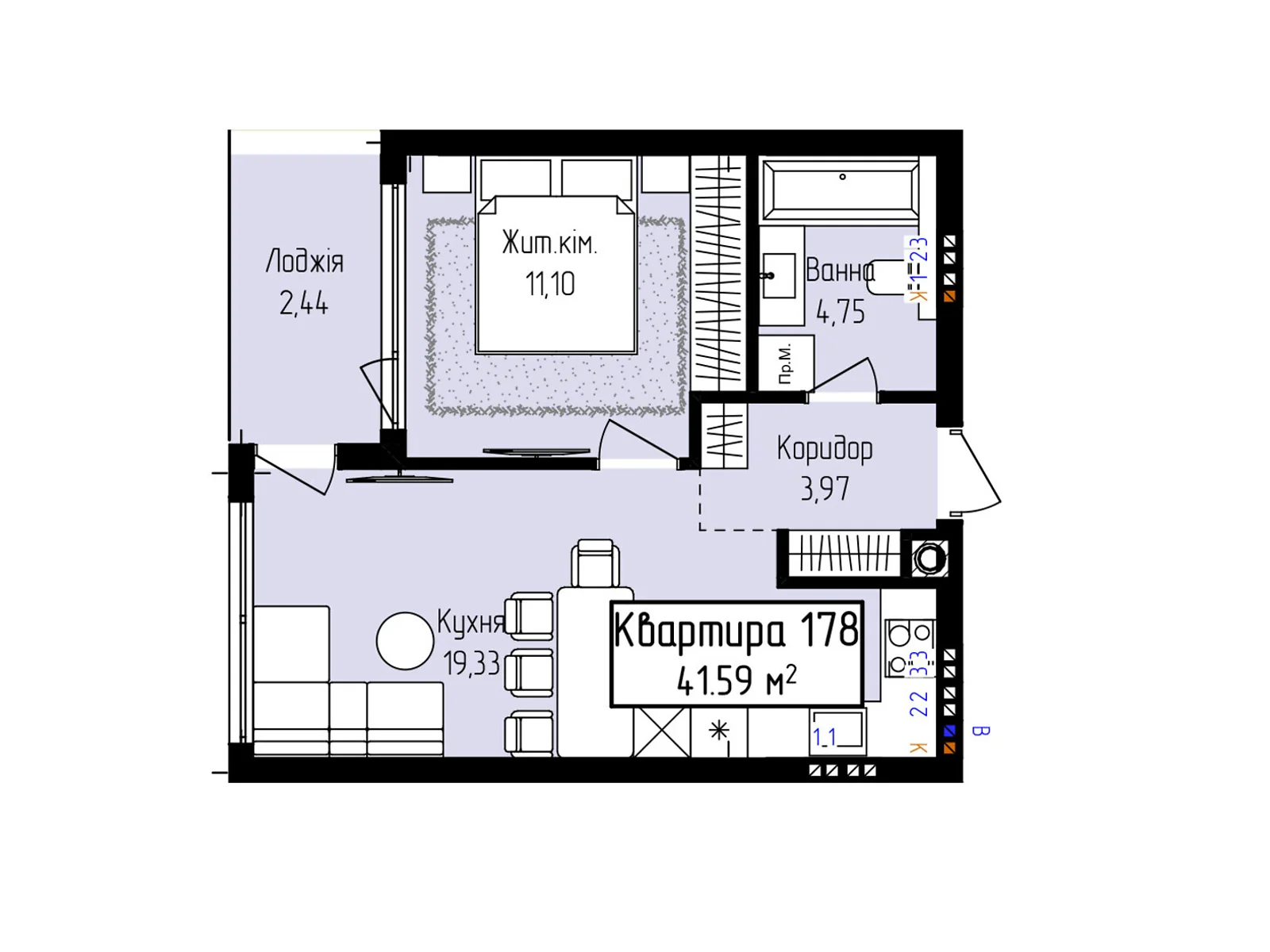 Продается 1-комнатная квартира 41.59 кв. м в Ужгороде, ул. Собранецкая, 129 - фото 1