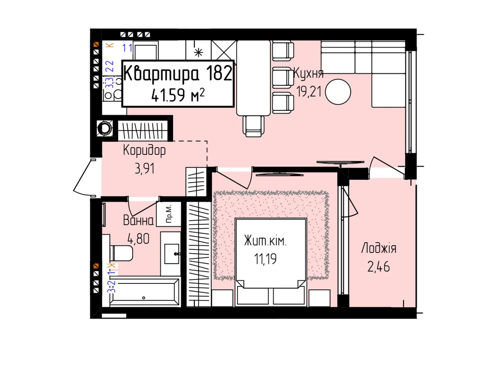 Продається 1-кімнатна квартира 41.59 кв. м у Ужгороді, вул. Собранецька, 129 - фото 1