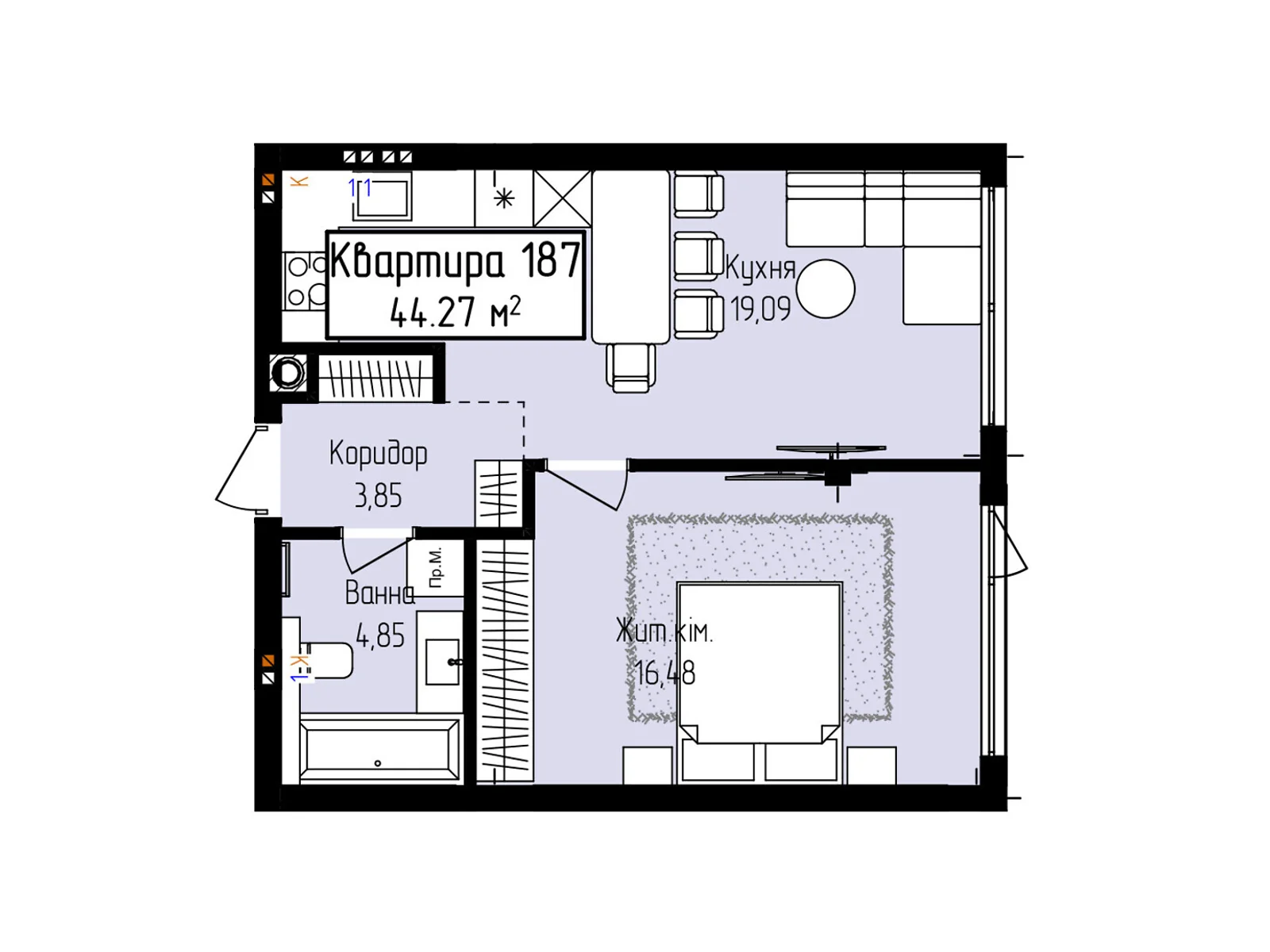 Продається 1-кімнатна квартира 41.59 кв. м у Ужгороді, вул. Собранецька, 129 - фото 1