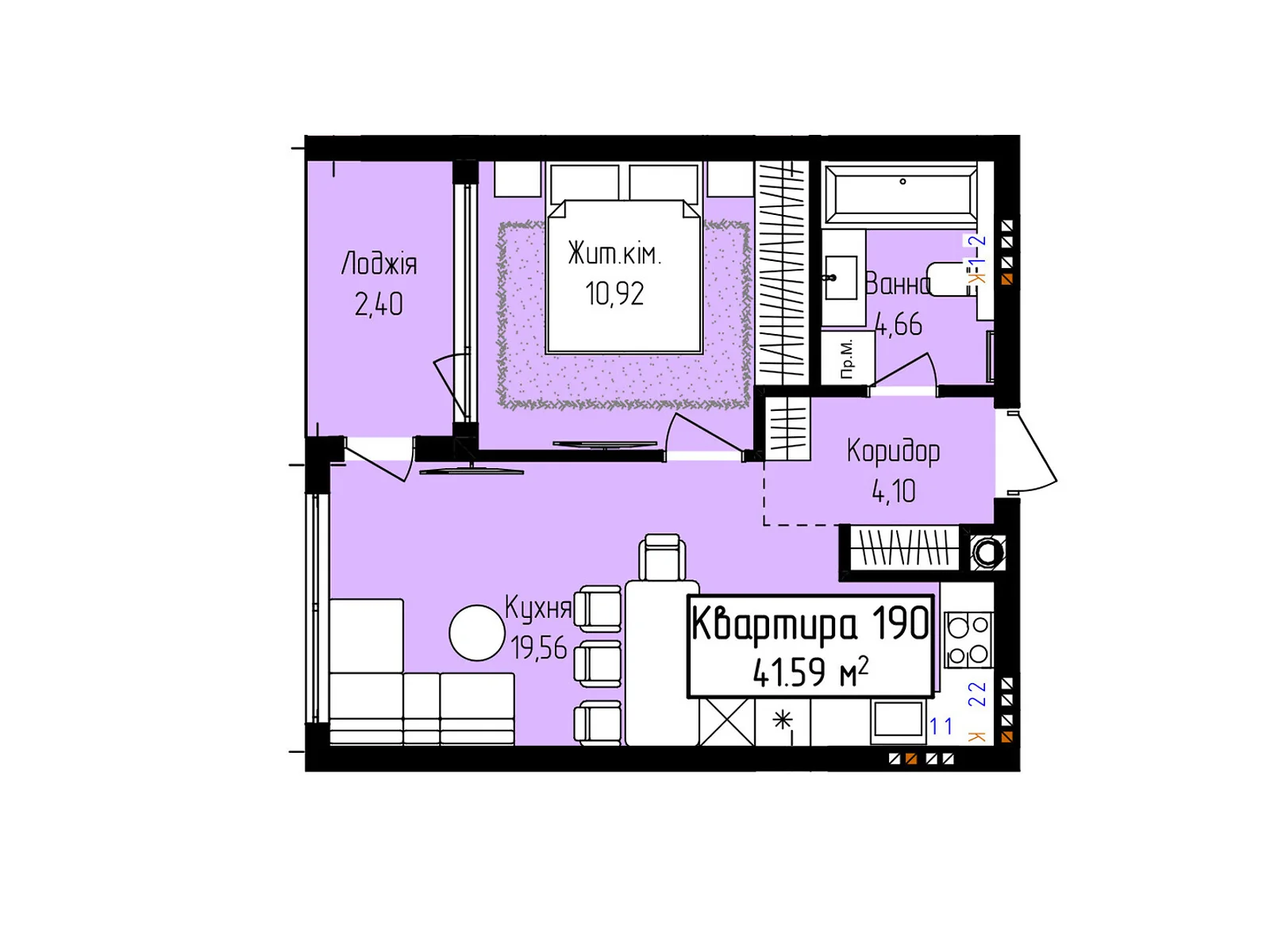 Продається 1-кімнатна квартира 41.59 кв. м у Ужгороді, вул. Собранецька, 129 - фото 1