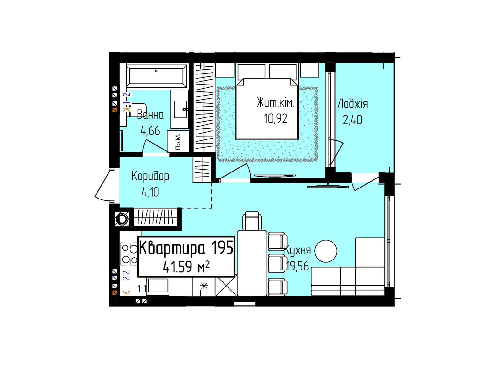 Продается 1-комнатная квартира 41.59 кв. м в Ужгороде, ул. Собранецкая, 129 - фото 1