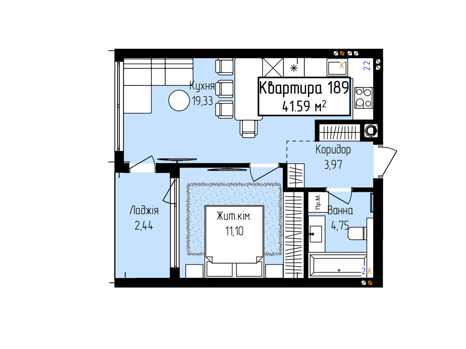 Продається 1-кімнатна квартира 41.59 кв. м у Ужгороді, вул. Собранецька, 129 - фото 1
