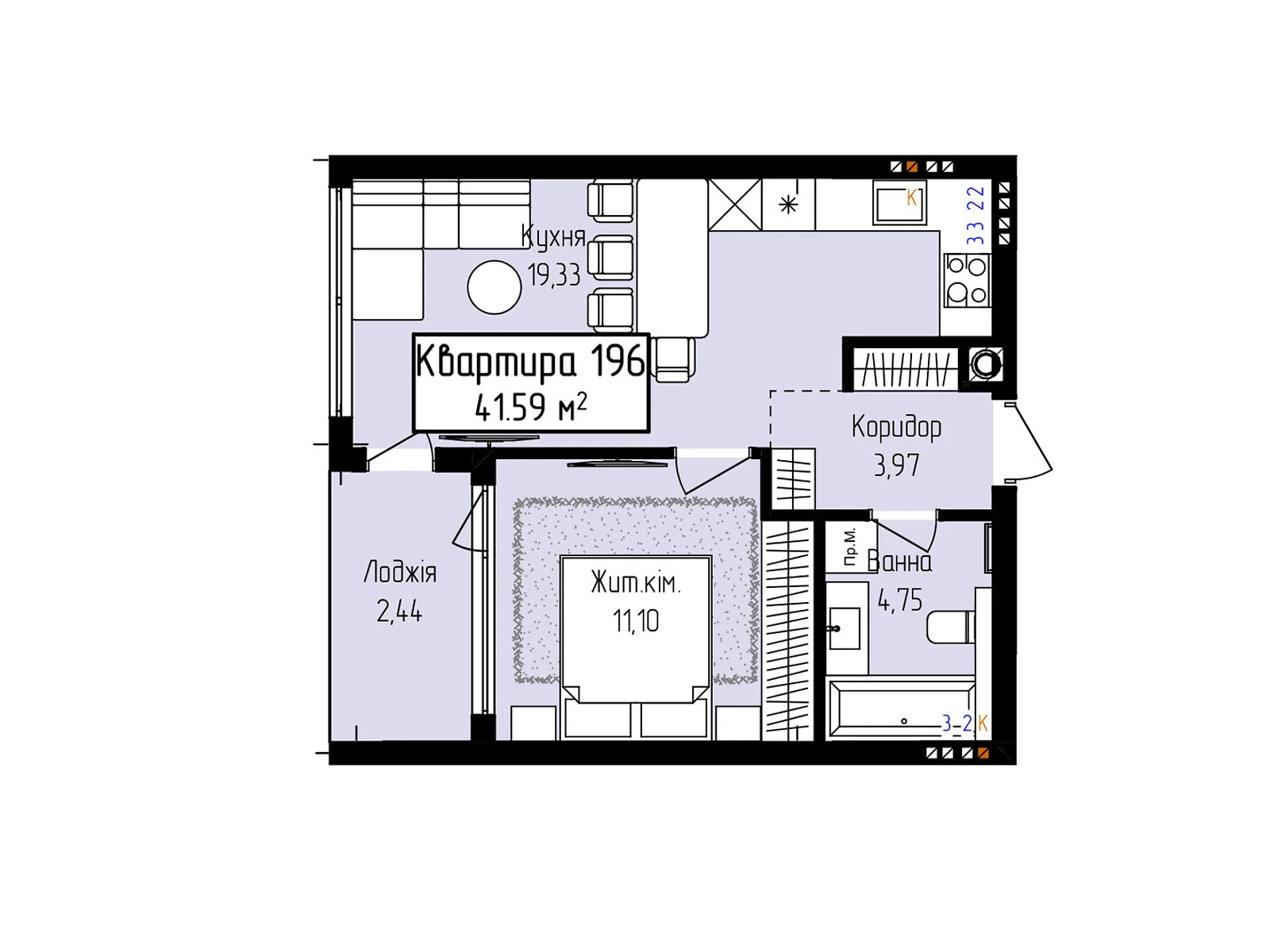 Продається 1-кімнатна квартира 41.59 кв. м у Ужгороді, вул. Собранецька, 129 - фото 1