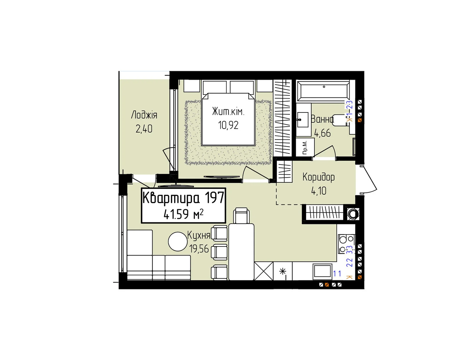 Продається 1-кімнатна квартира 41.59 кв. м у Ужгороді, вул. Собранецька, 129 - фото 1