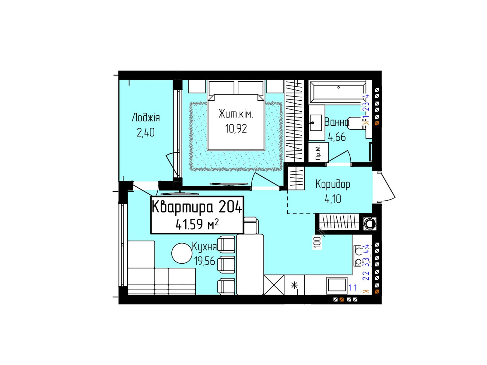 Продається 1-кімнатна квартира 41.59 кв. м у Ужгороді, вул. Собранецька, 129 - фото 1