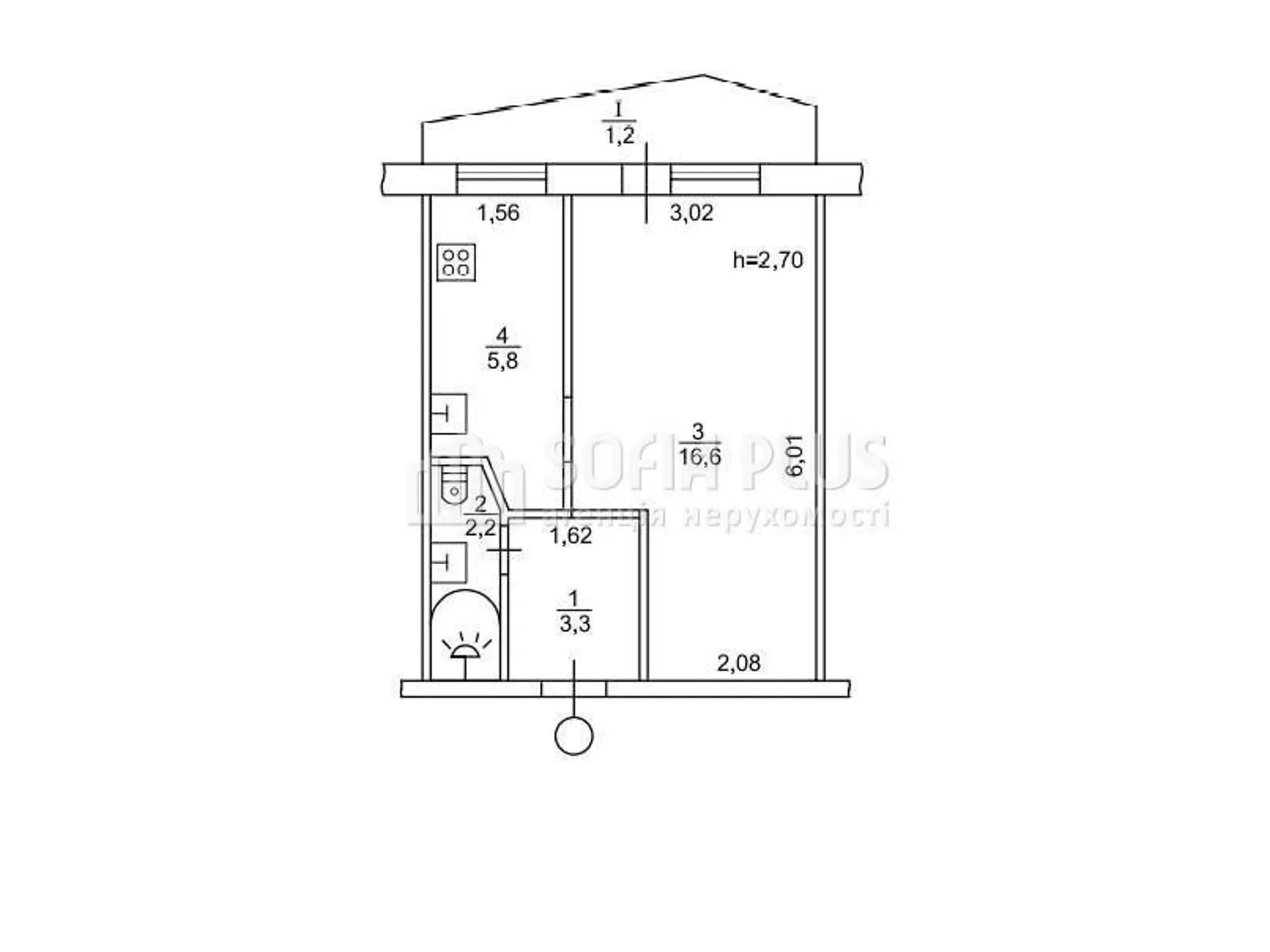 Продается 1-комнатная квартира 29 кв. м в Киеве, ул. Васильченко, 12 - фото 1