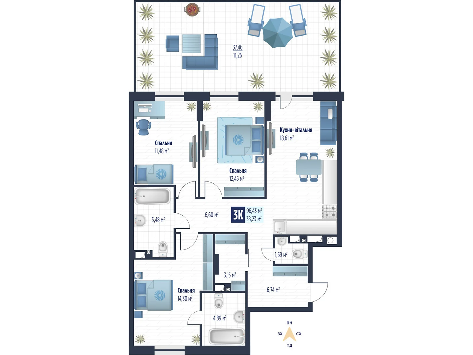 Продается 3-комнатная квартира 96.43 кв. м в Сокольниках, ул. боковая Стрыйская, 1 - фото 1