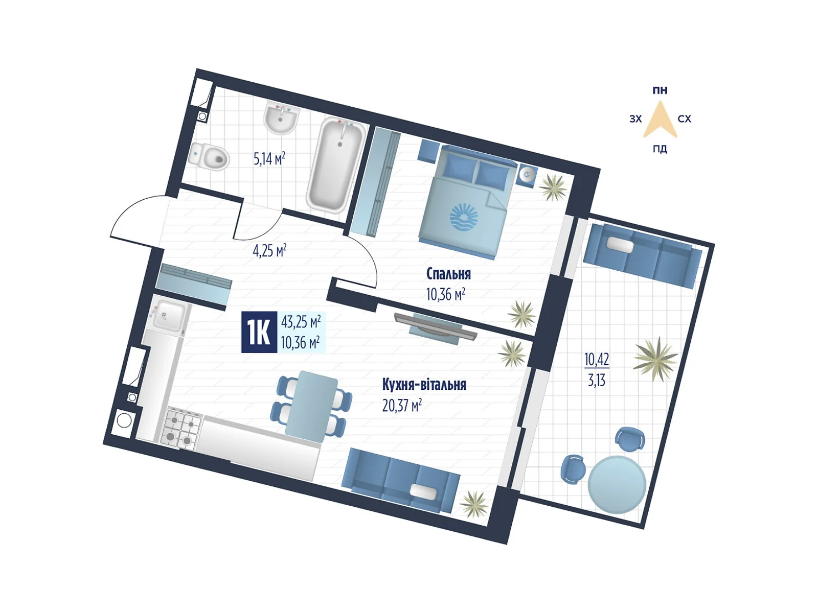 Продается 1-комнатная квартира 43.25 кв. м в Сокольниках, ул. боковая Стрыйская, 1 - фото 1