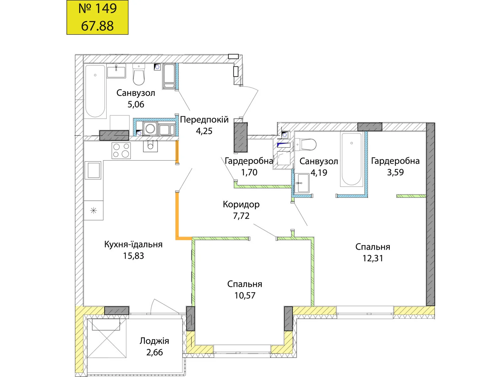 Продается 2-комнатная квартира 67.88 кв. м в Бармаках, ул. Ленокомбинатовская - фото 1