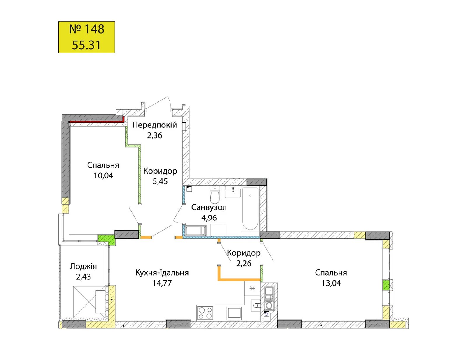 Продается 2-комнатная квартира 55.31 кв. м в Бармаках, ул. Ленокомбинатовская - фото 1