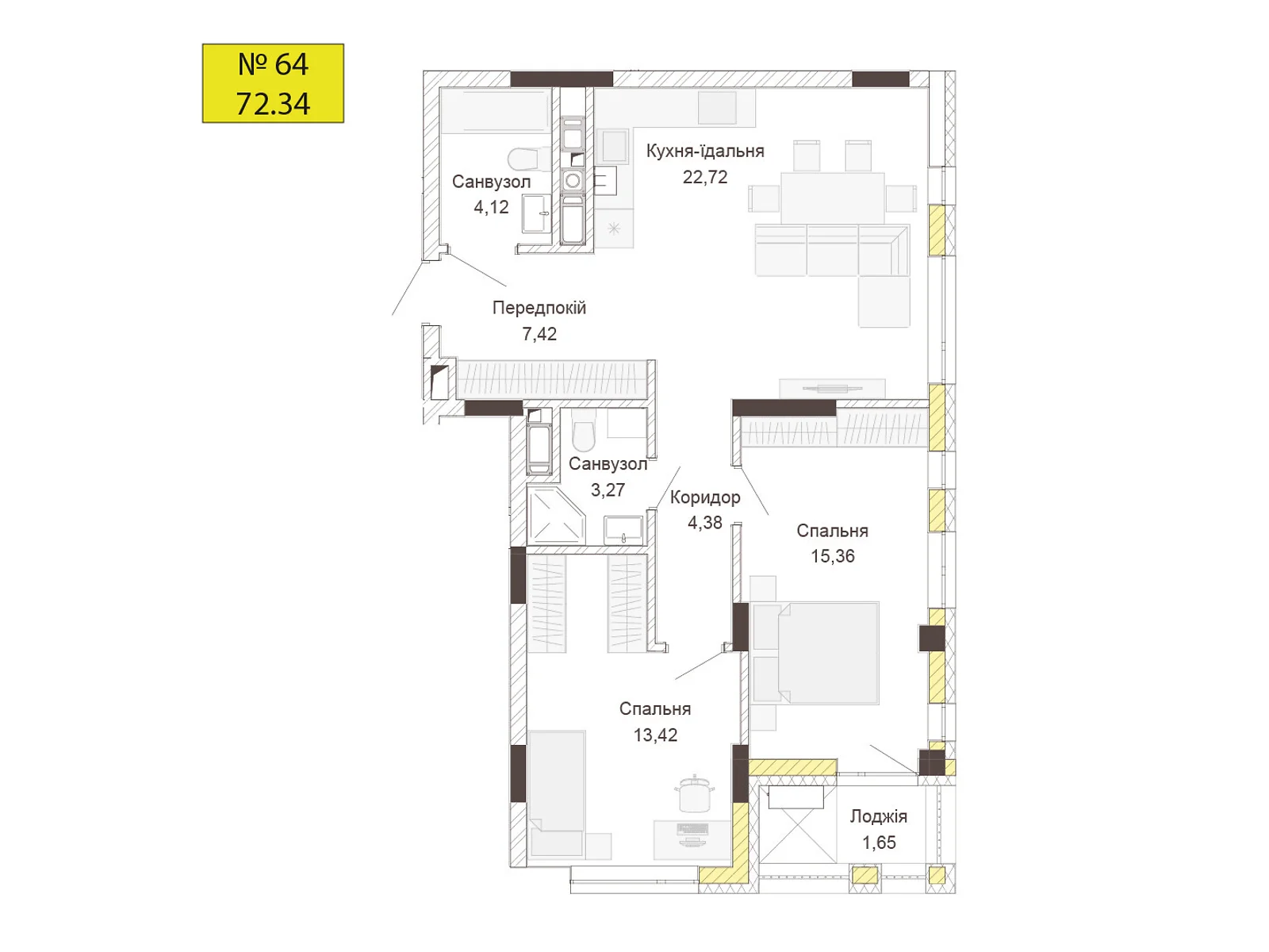 Продается 2-комнатная квартира 71.9 кв. м в Бармаках, ул. Ленокомбинатовская - фото 1