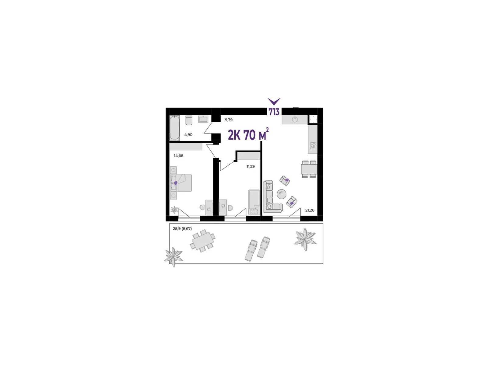 Продается 2-комнатная квартира 70 кв. м в Волчинце, ул. Тараса Шевченко, 115 - фото 1