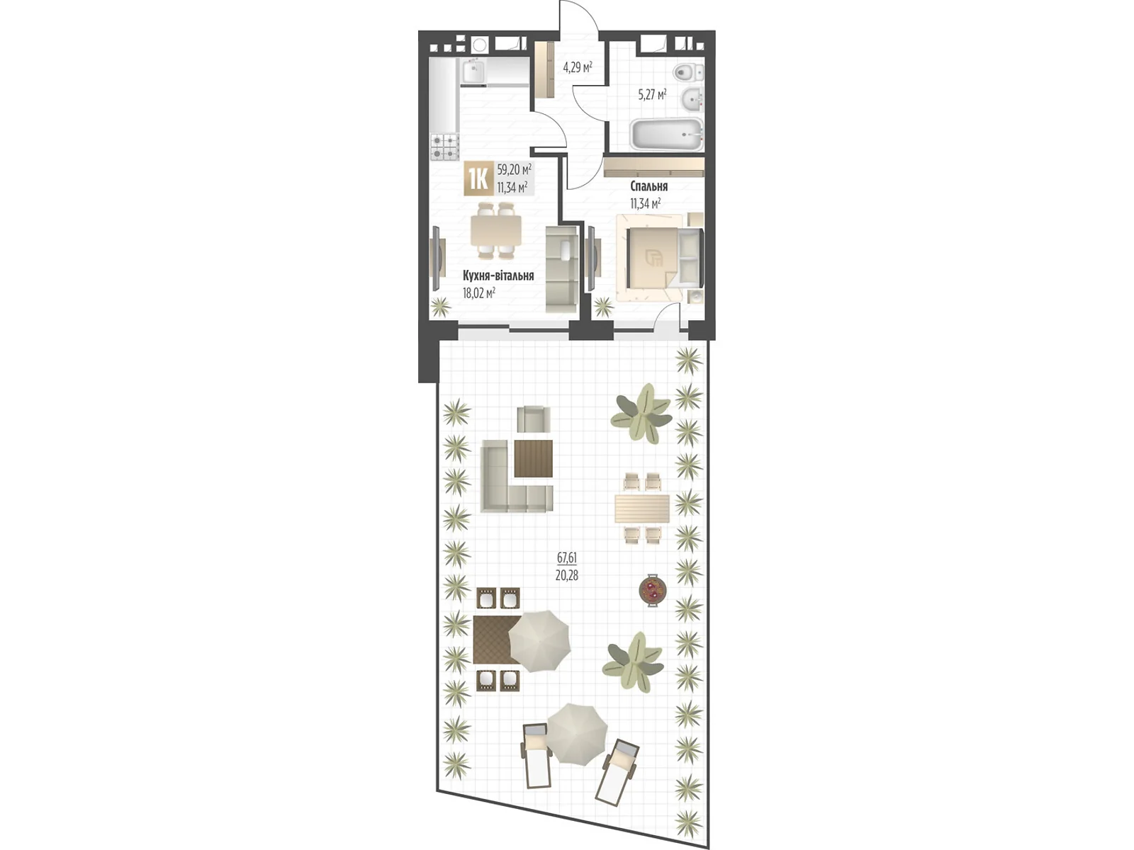 Продается 1-комнатная квартира 59.2 кв. м в Львове, ул. Орлика, 52 - фото 1