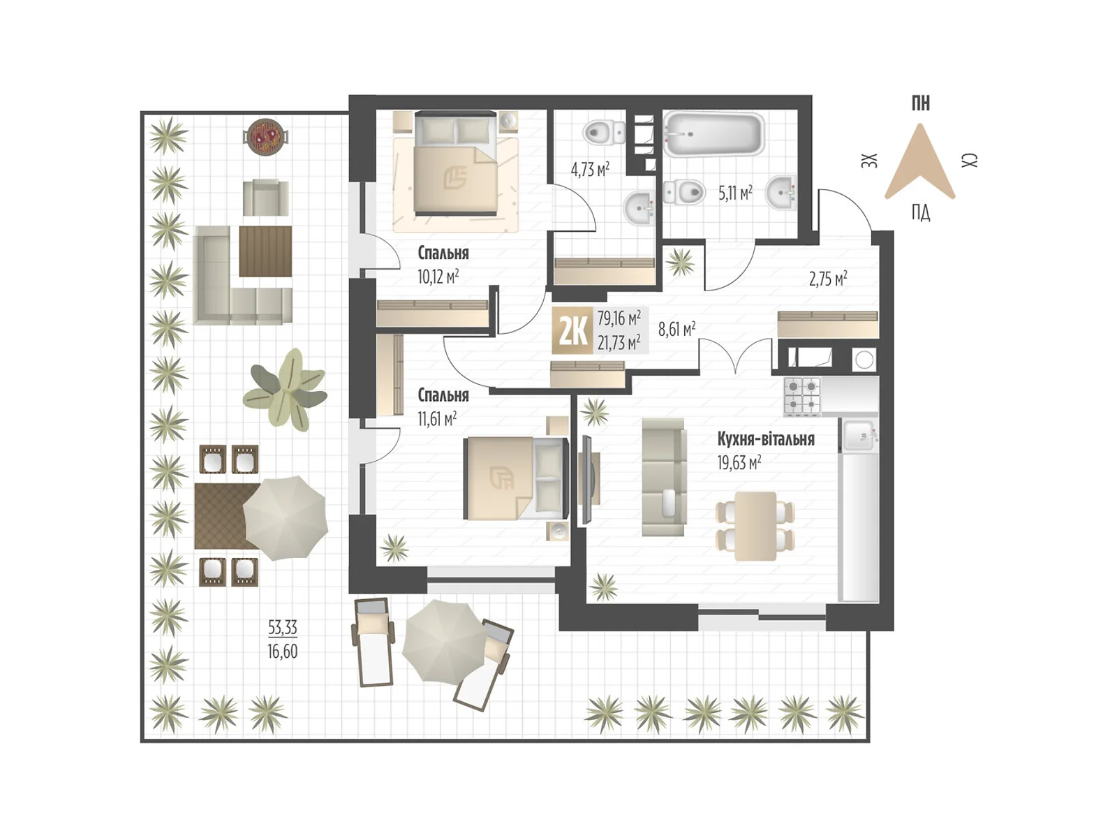 Продается 2-комнатная квартира 79.16 кв. м в Львове, ул. Орлика, 52 - фото 1